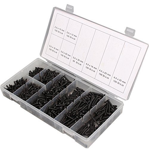 CCLIFE DIY Tools Coffret vis à tôle autoperceuses 750 pièces noires