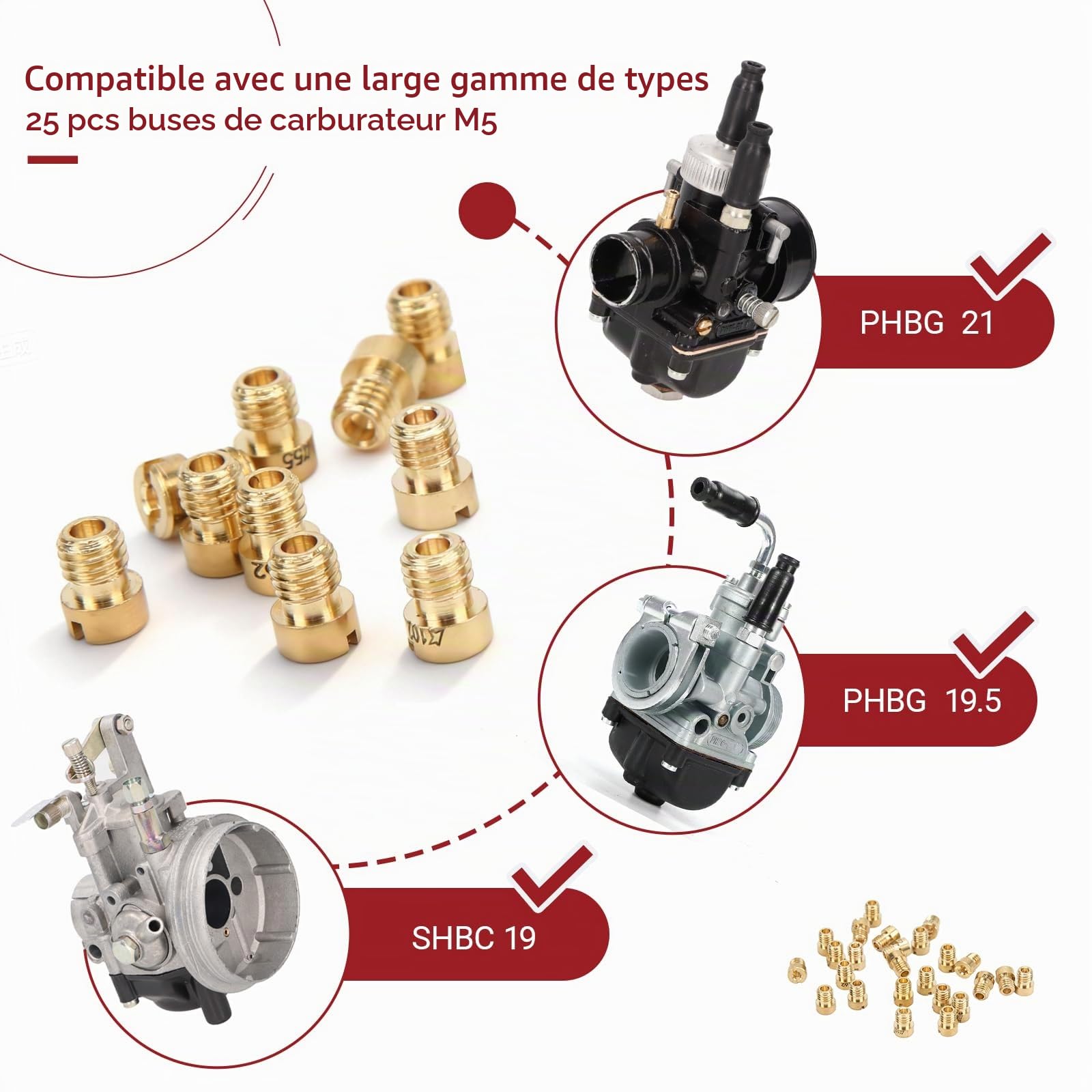 OUKENS Pièces d'auto kit gicleur carburateur M5 55-115 25 pcs