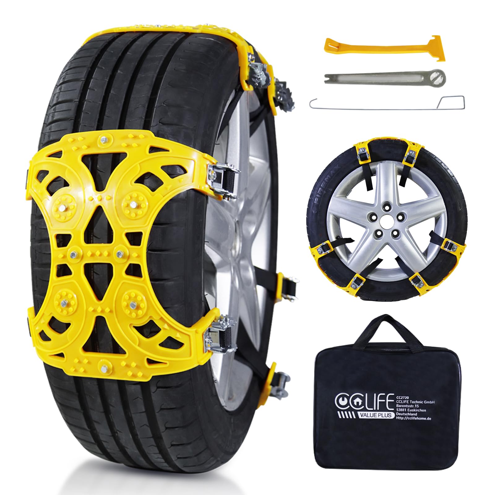 CCLIFE Tire Tools 6 Chaînes Neige TPU 175-275mm