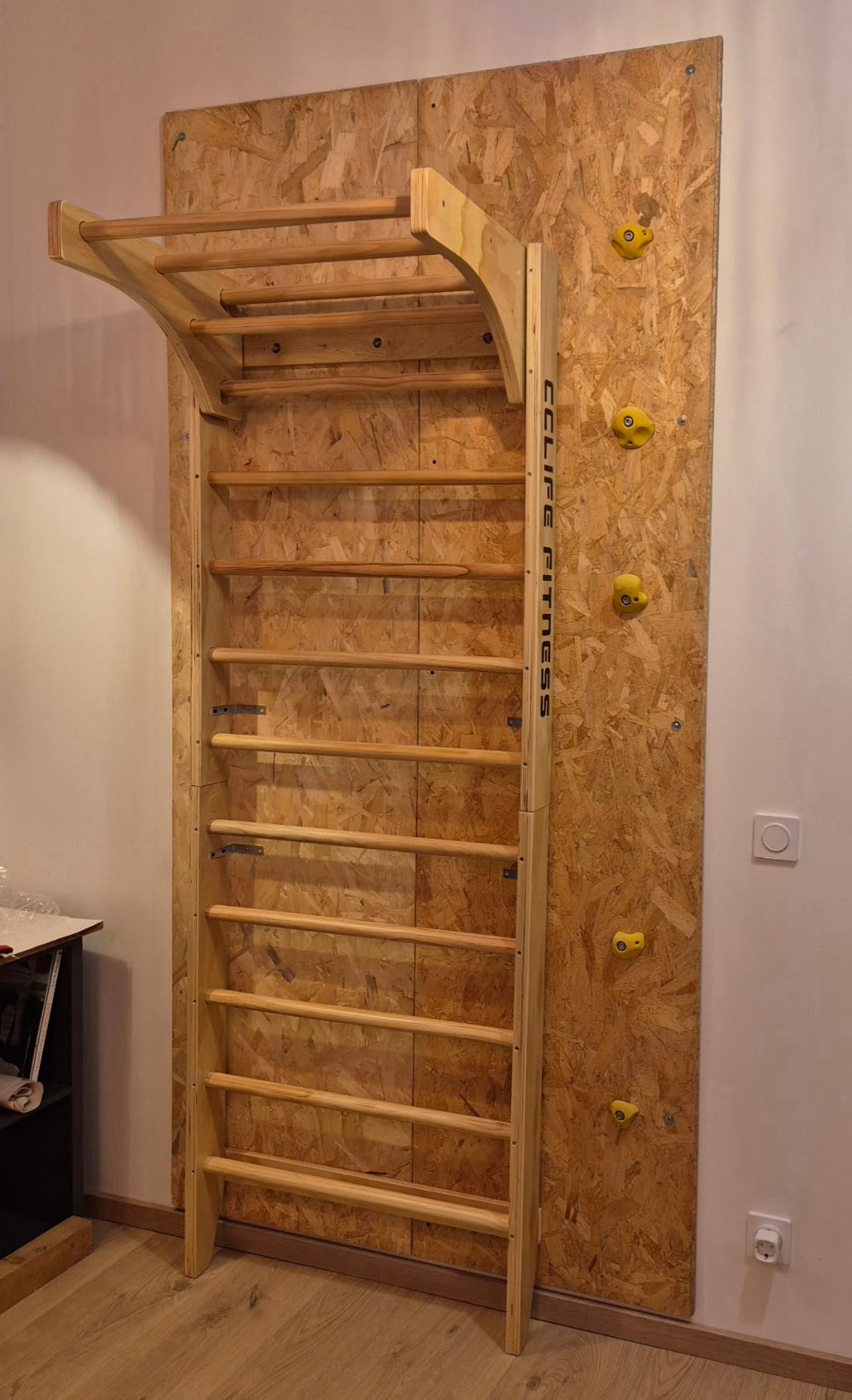 CCLife Sports & Yoga espalier suédois bois 100 kg avec barre traction