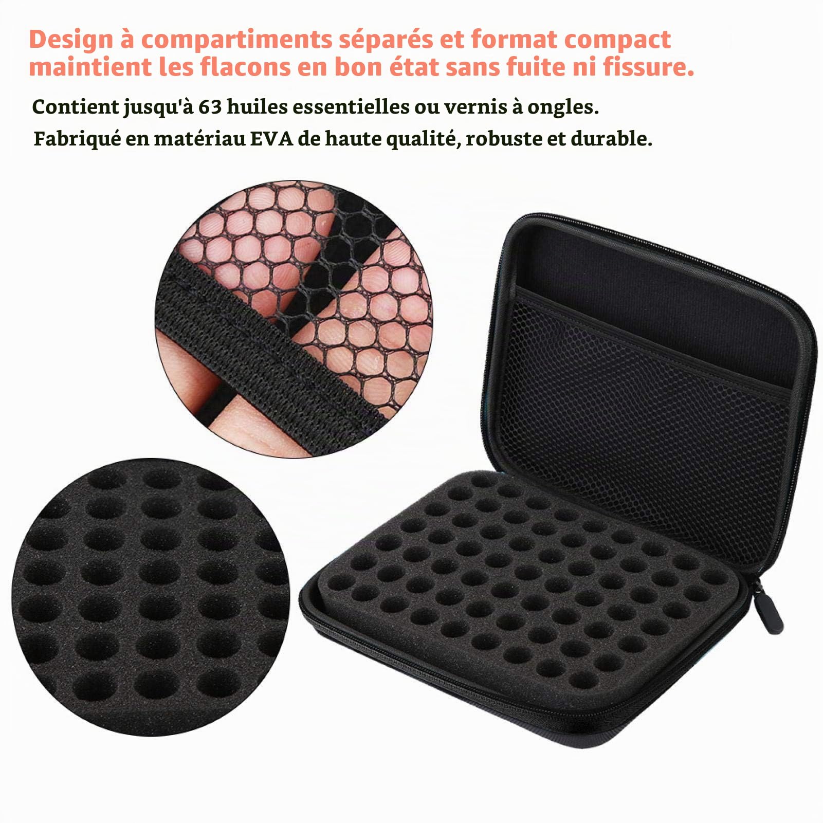 OUKENS Cuisine et maison étui huile essentielle noir 63 flacons