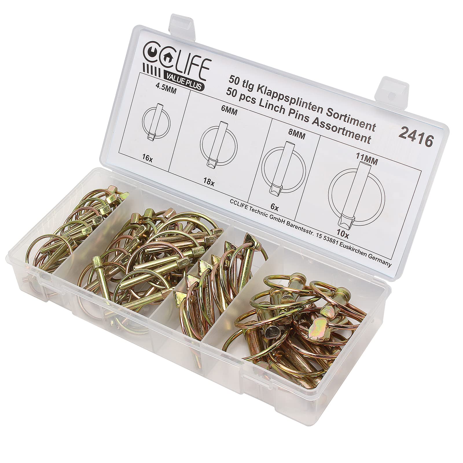 CCLIFE DIY Tools Goupilles Clip 50Pcs 4,5-11mm Galvanisé