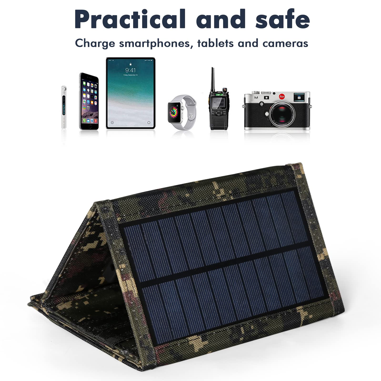 Jadeshay Panneau solaire pliable 20W USB 5V portable