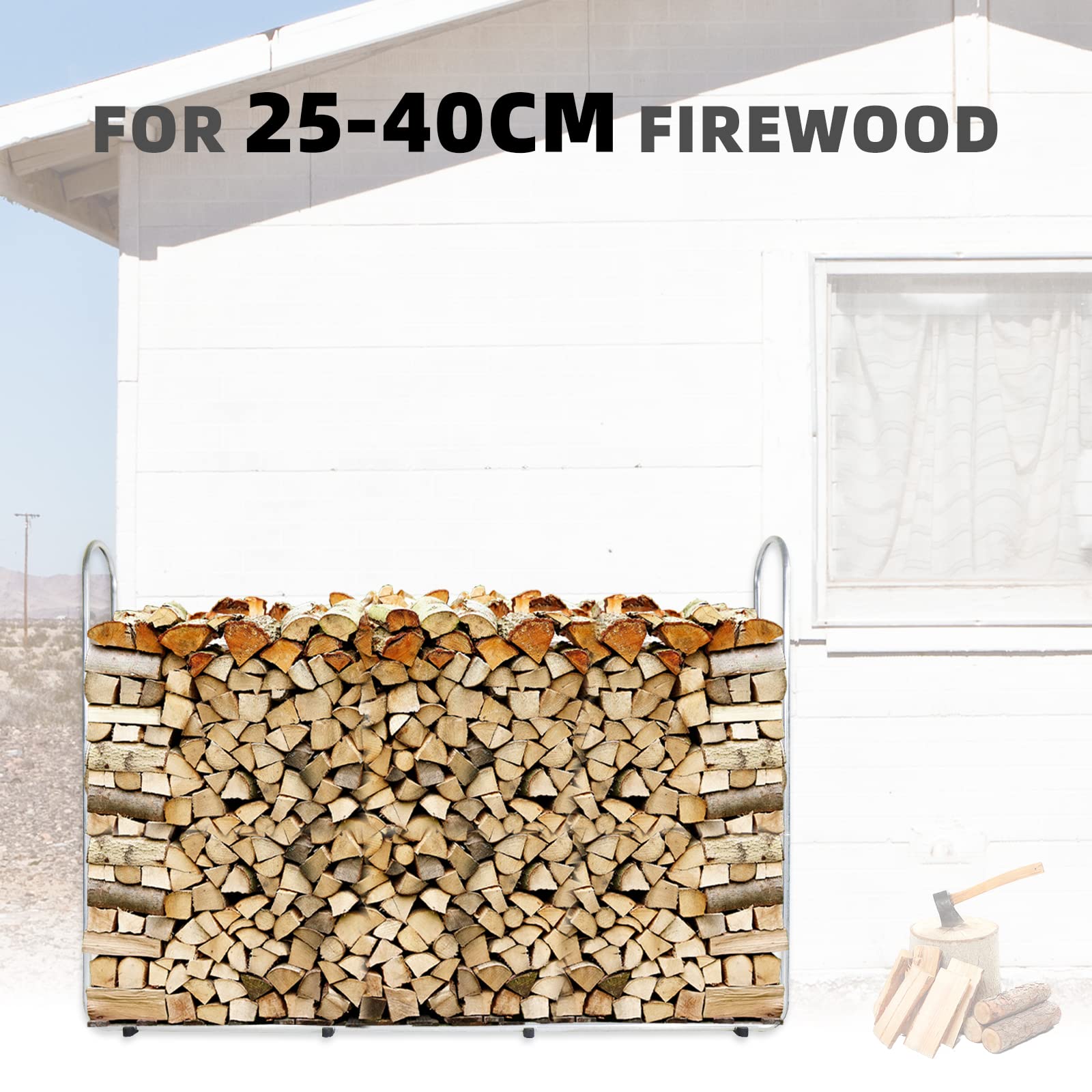 CCLIFE DIY Tools range-bûches métal bois 25-40 cm housse