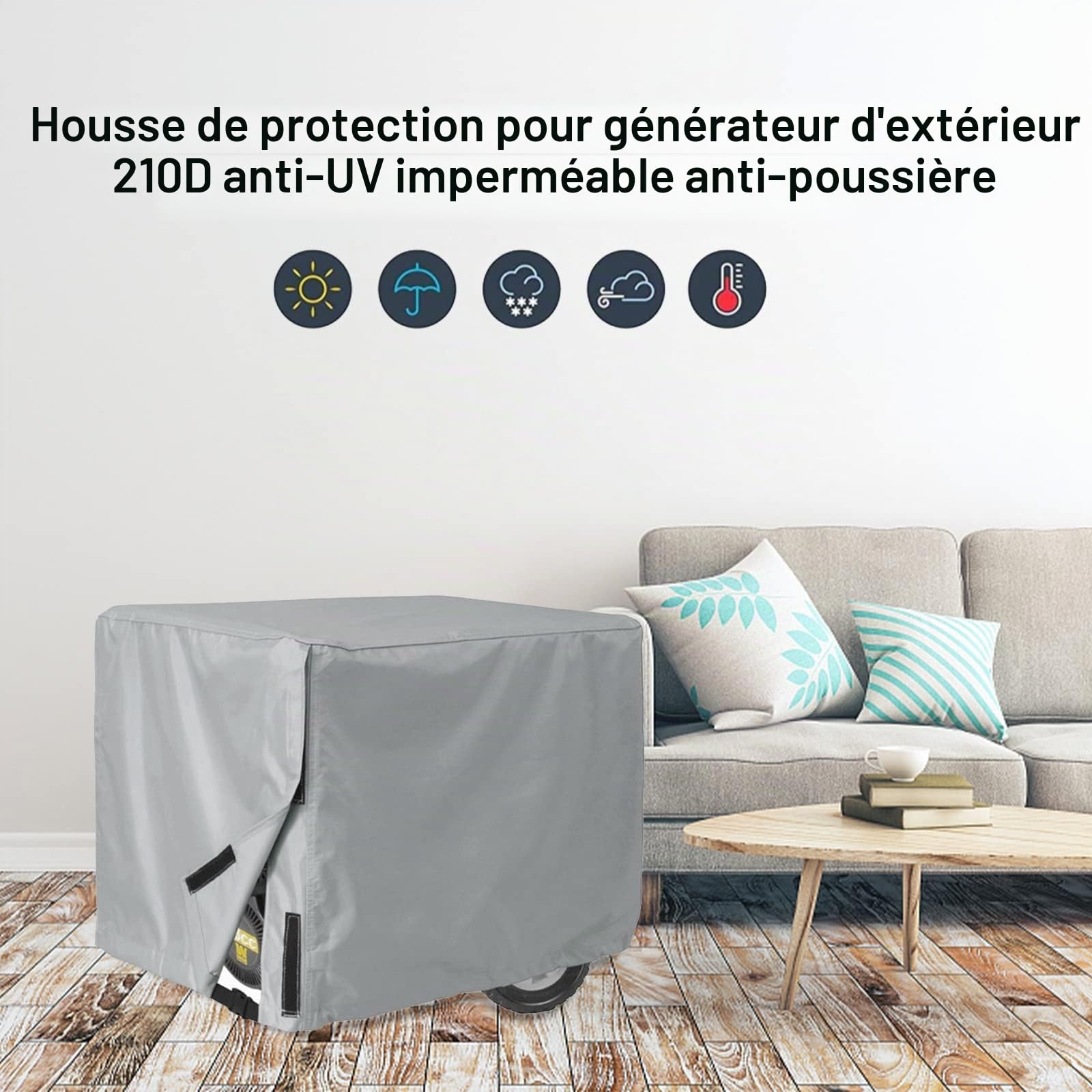 OUKENS Housse générateur gris 3000-5000W 89x66x71 cm