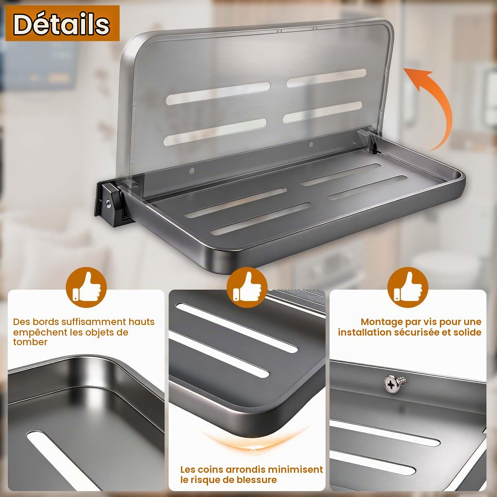 LEONTOOL Étagère murale pliante alu camping-car