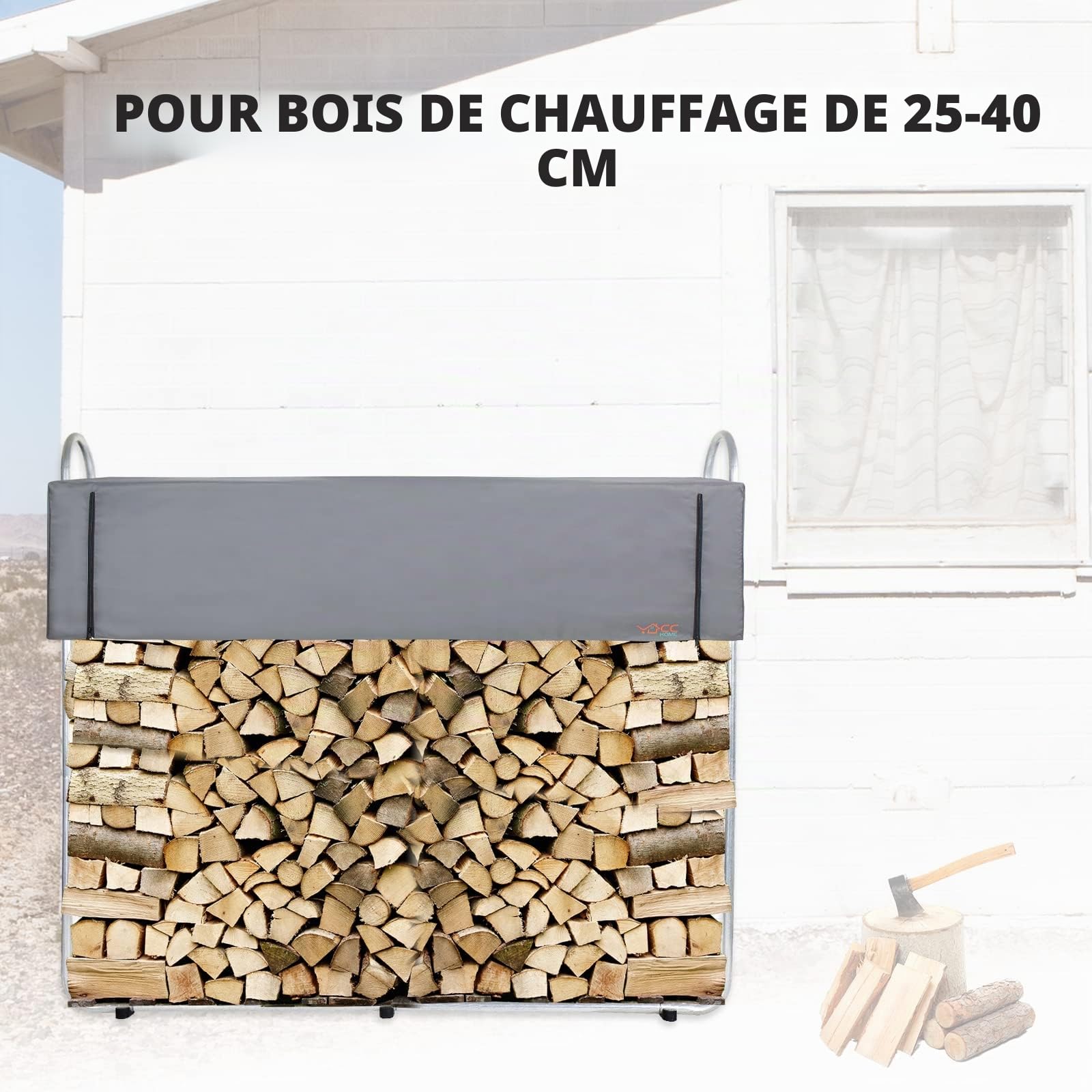 CCLIFE DIY Tools Range Bûches Métal avec Bâche