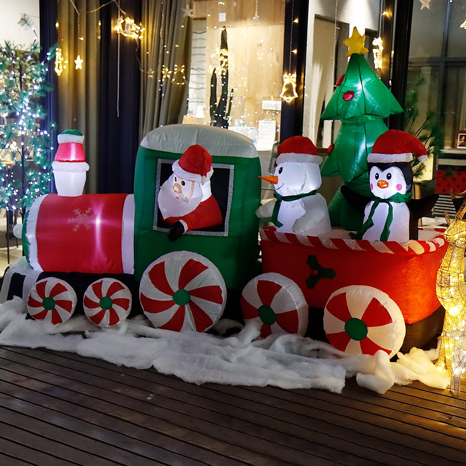 CCLIFE Père Noël gonflable LED jardin 160 cm nylon