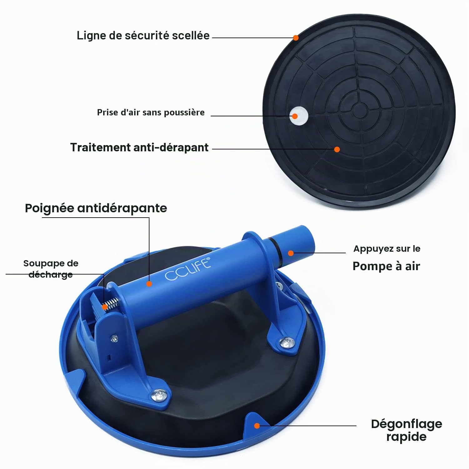 CCLIFE DIY Tools ventouse verre 100 kg 1 pièce