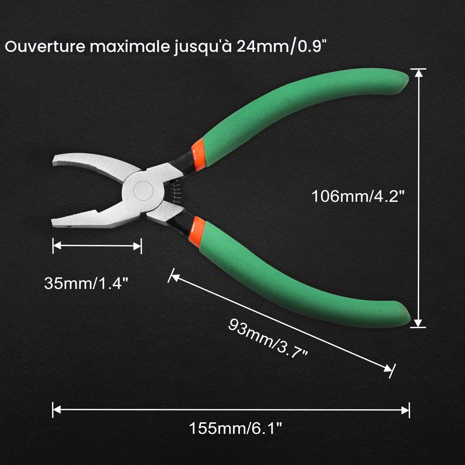 LEONTOOL Pince à briser vitrail 15,2 cm mâchoire 1,9 cm