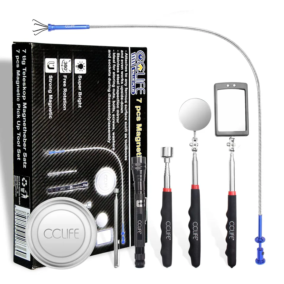CCLife DIY Tools kit 7 aimant télescopique miroir LED