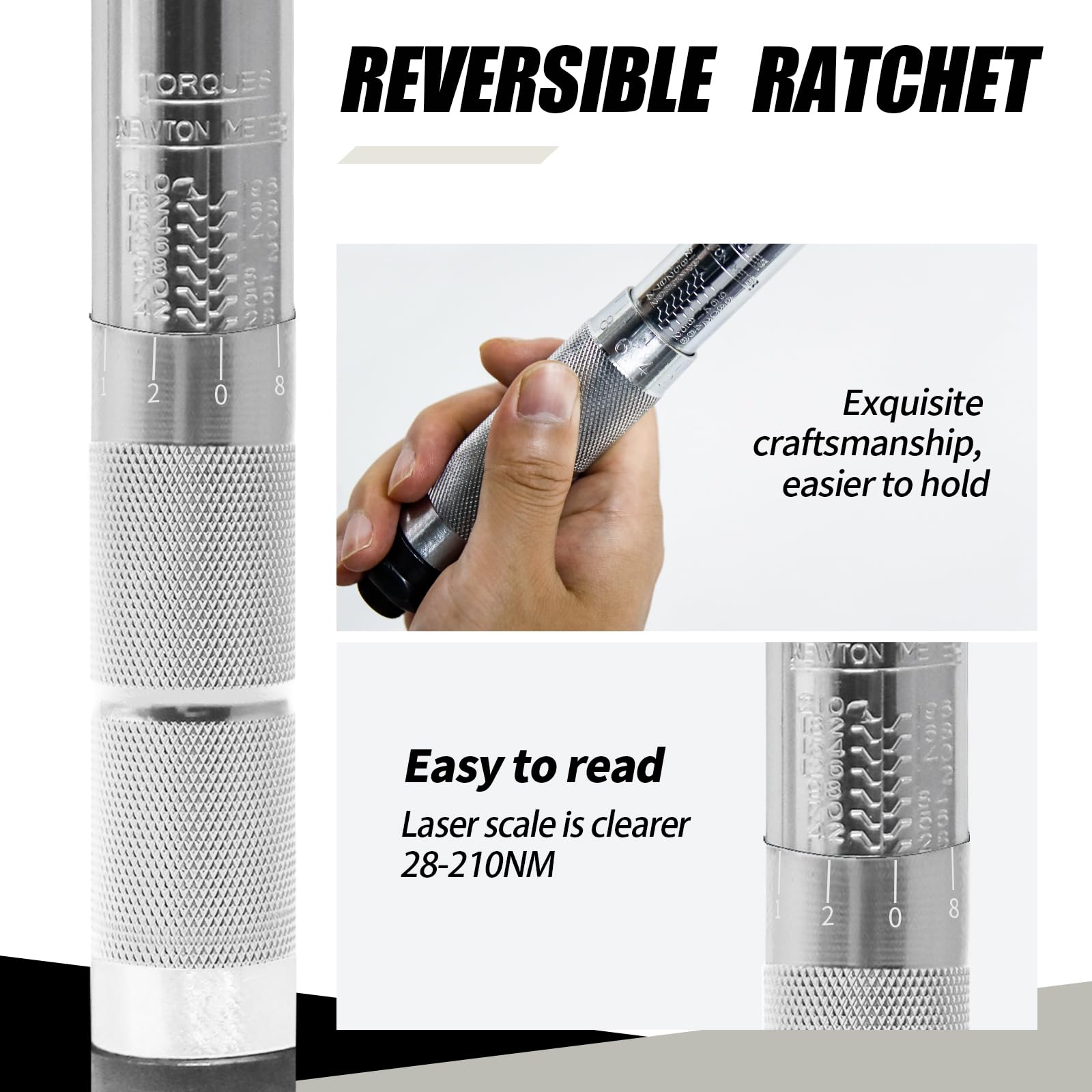 CCLIFE Wrenches clé dynamométrique 1/2 28-210 Nm kit 5 pièces