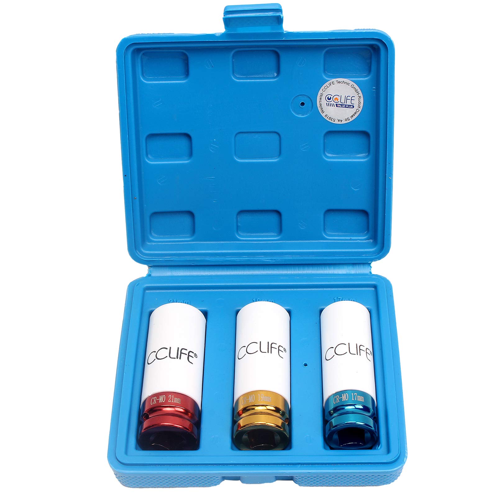 CCLIFE Jeu 3 douilles à choc 1/2" 17-19-21 mm jante alu