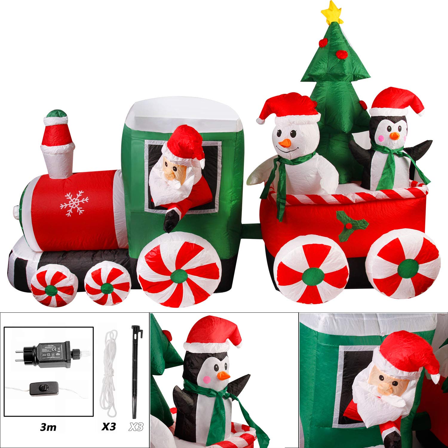 CCLIFE Père Noël gonflable LED jardin 160 cm nylon