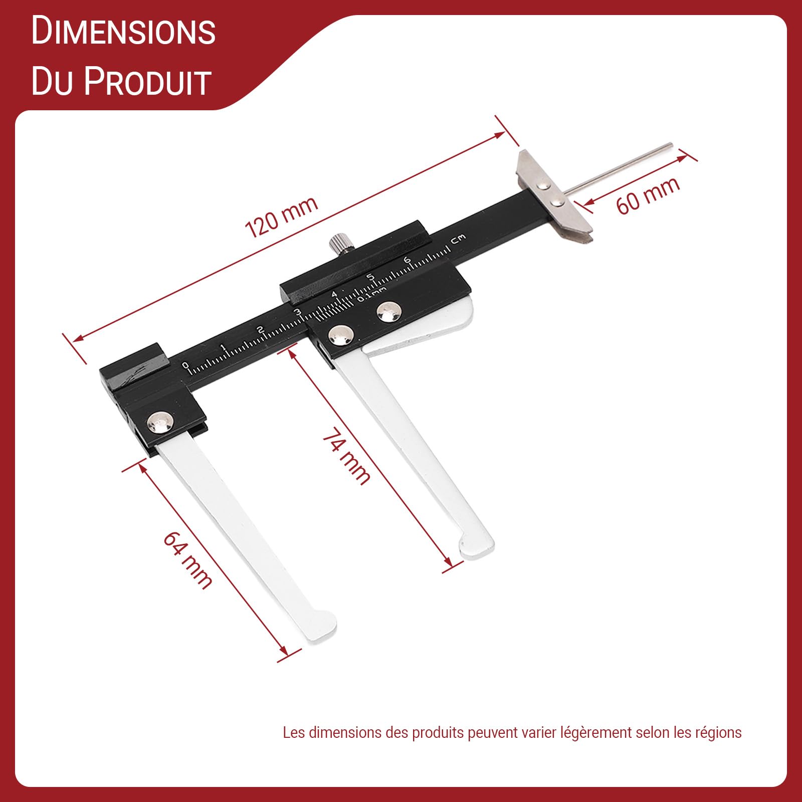 OUKENS Jauge Profondeur Pneu 0-60 mm Jauge 0,1 mm Alu