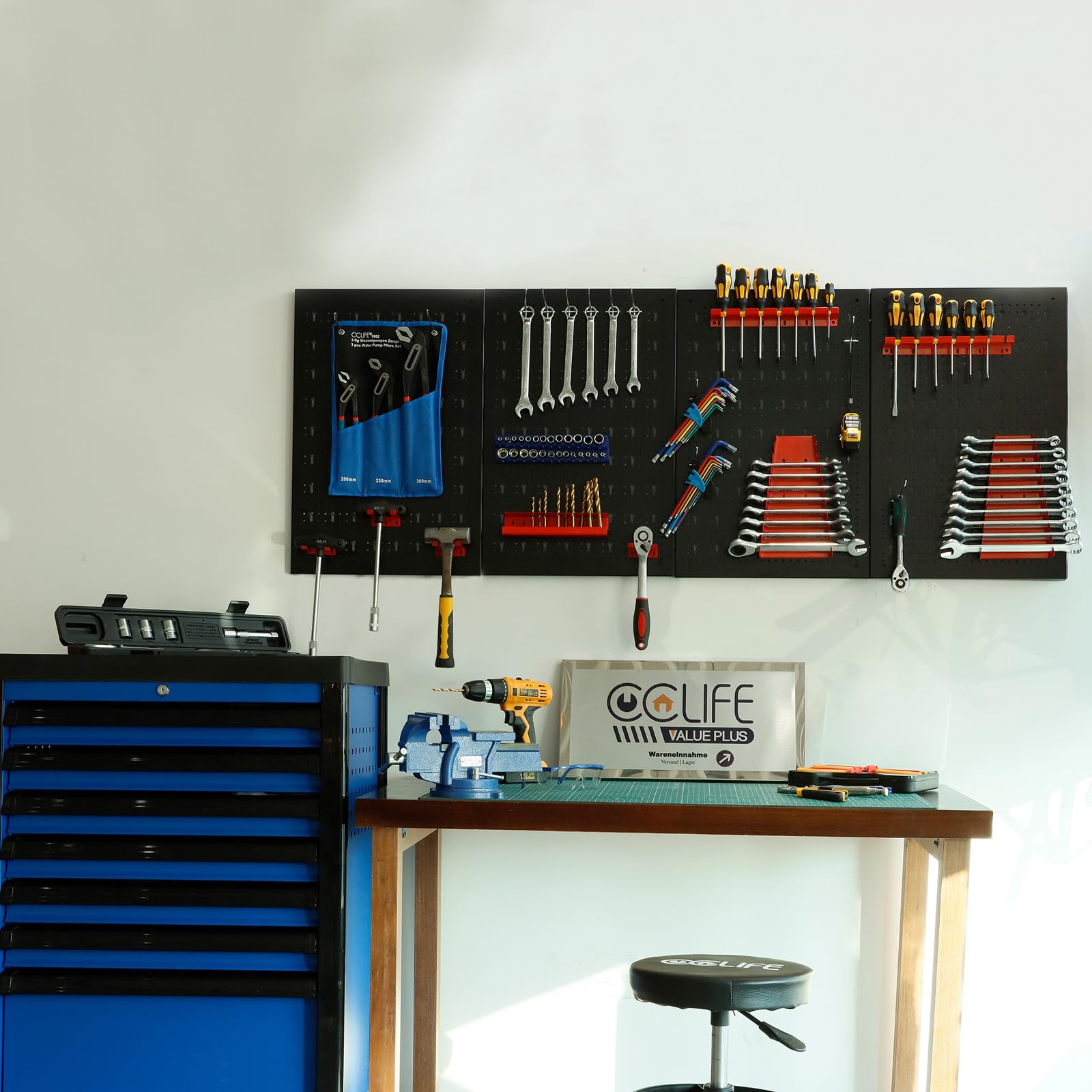 CCLIFE DIY Tools panneau mural 4 panneaux 160x60cm 37 crochets