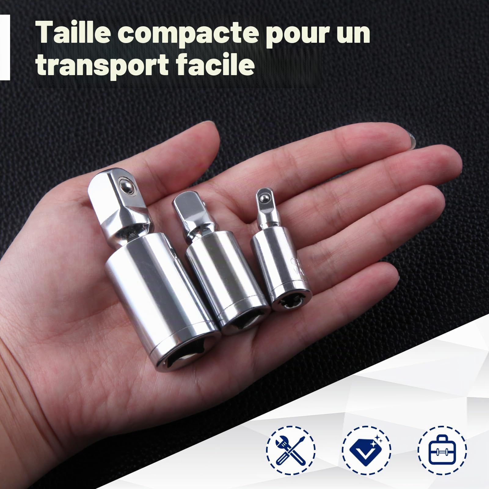 LEONTOOL Jeux de Douilles lot 3 douilles universelles 360° CR-V
