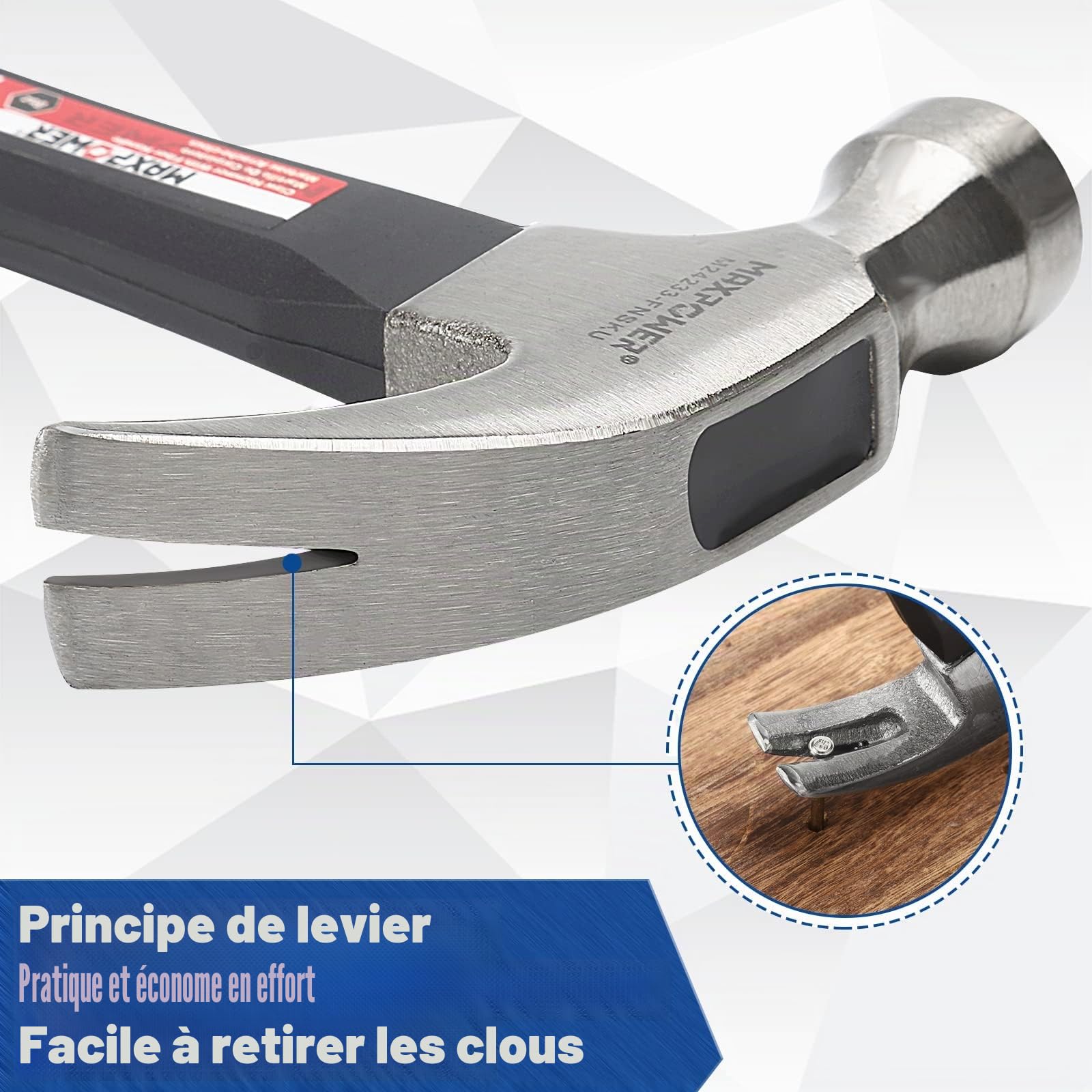 MaxPower Outils de frappe marteau à griffes 8Oz 240mm
