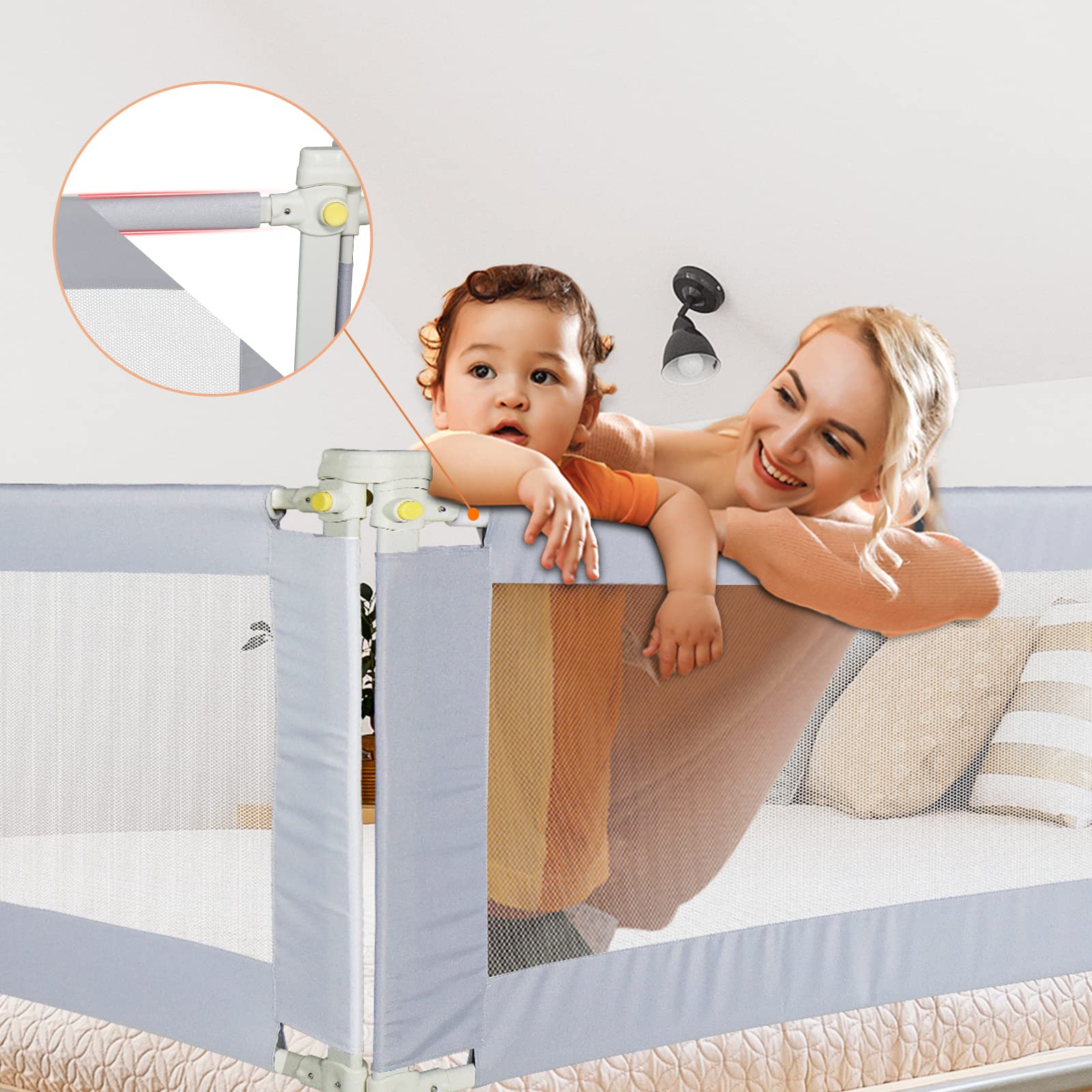 CCLIFE Barrière de lit enfant portable 150 cm maille