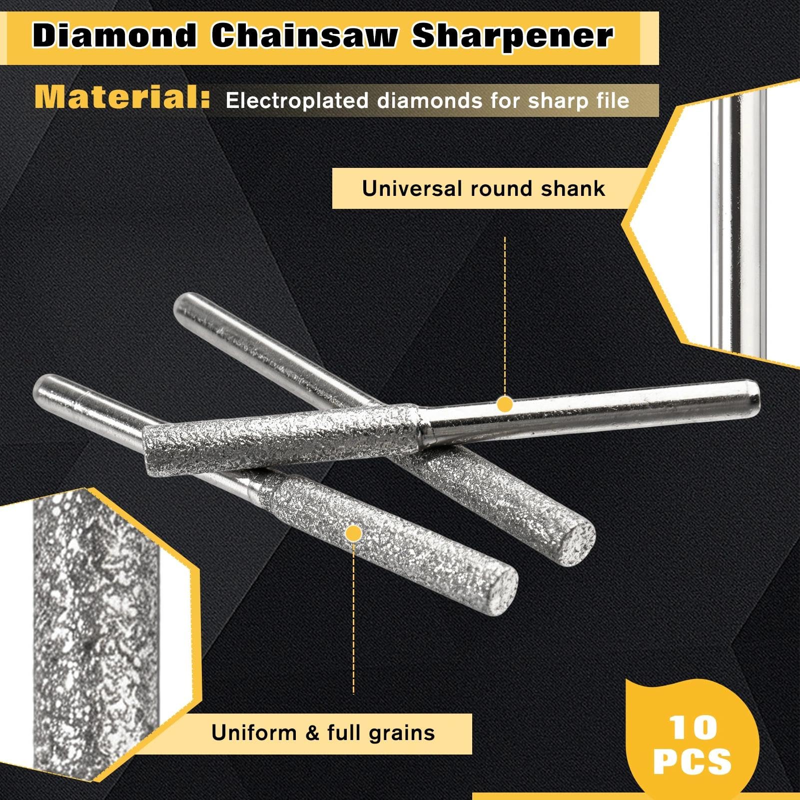 LEONTOOL Outils de Jardinage Lime Diamant 4mm Lot 10 avec Boîte