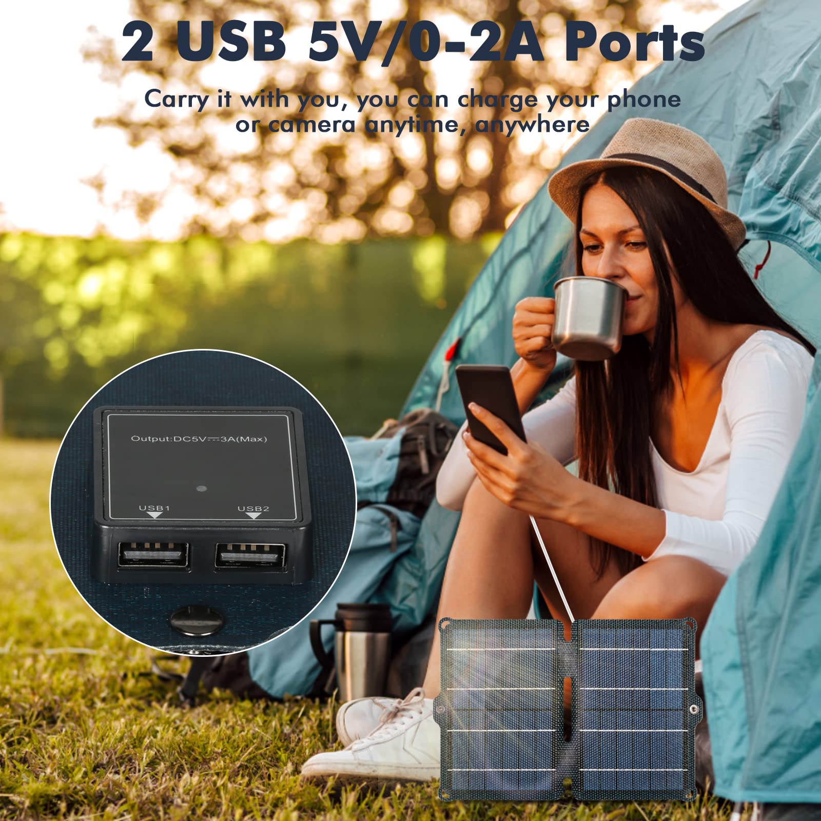 Jadeshay Solaire Photovoltaïque chargeur solaire pliable 10W USB