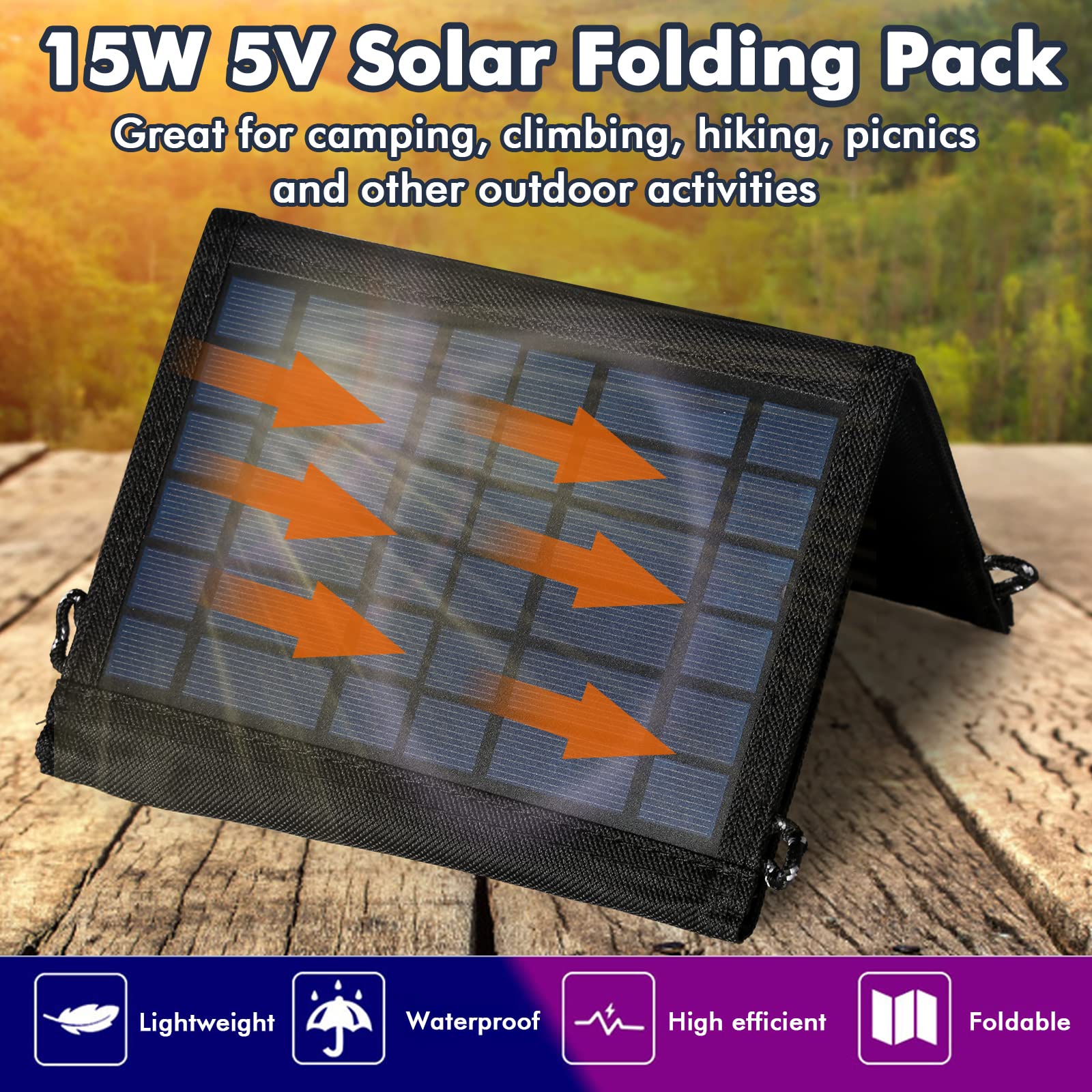 Jadeshay Solaire Photovoltaïque panneau solaire 15W pliable USB