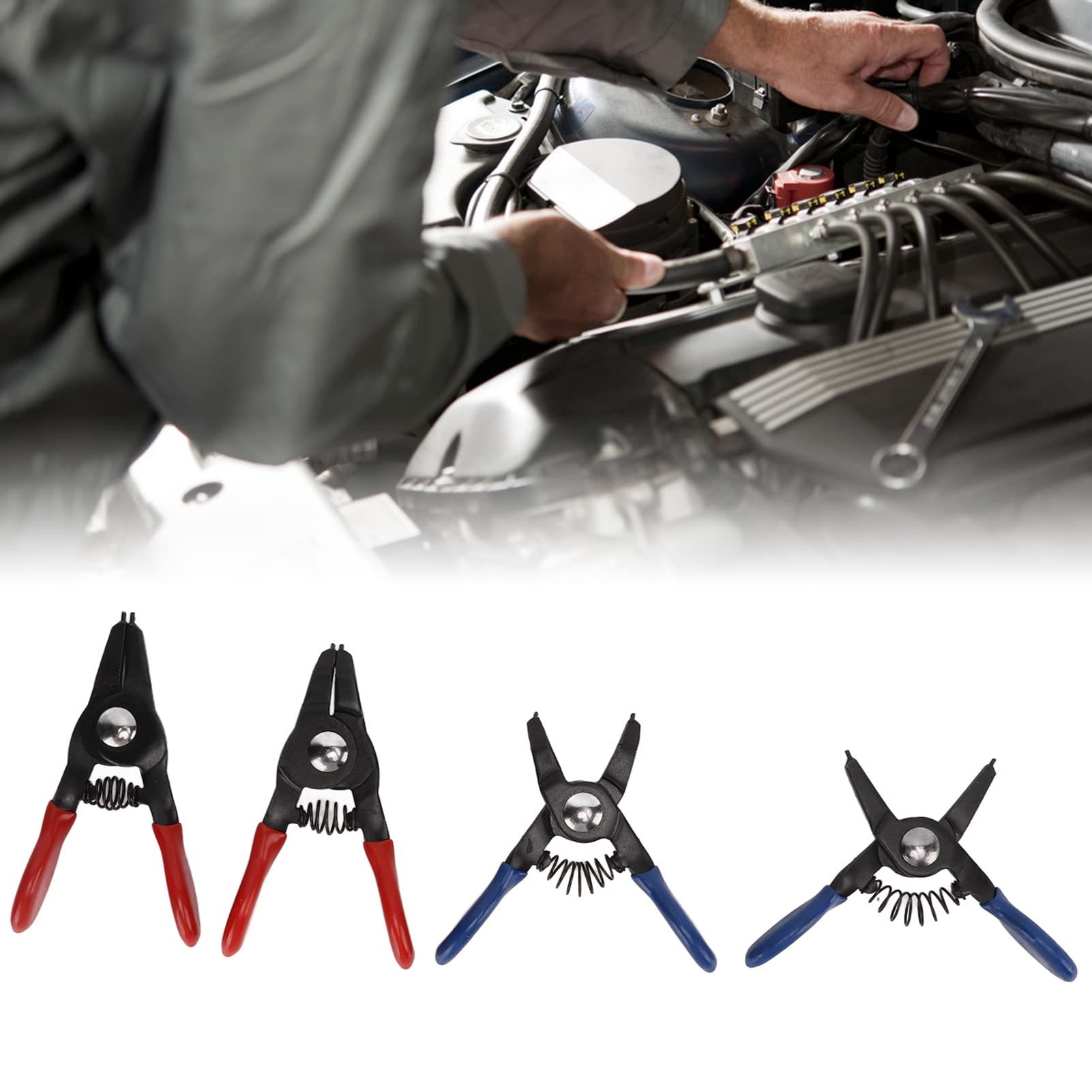 OUKENS Mini pinces à circlips 4 pcs métal 3 pouces