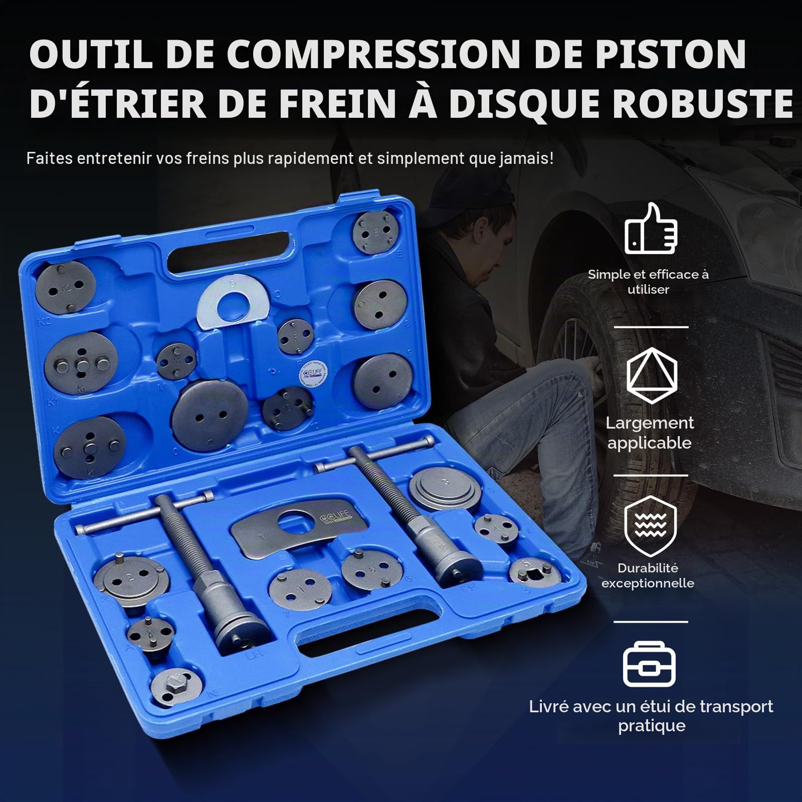CCLIFE Brake System Tools repousse piston 22 pièces
