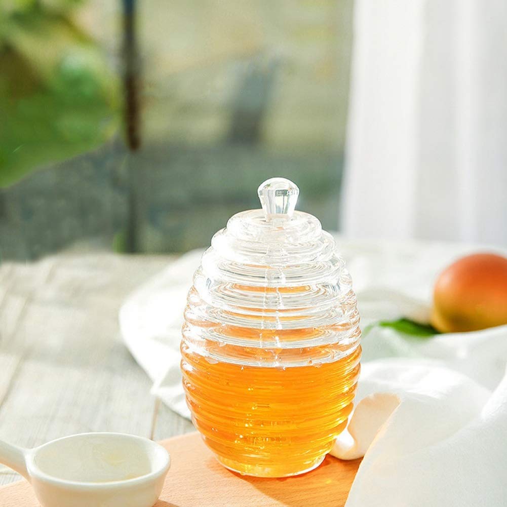 Jadeshay Articles Ménagers Pot à miel ruche 265 ml avec bâton