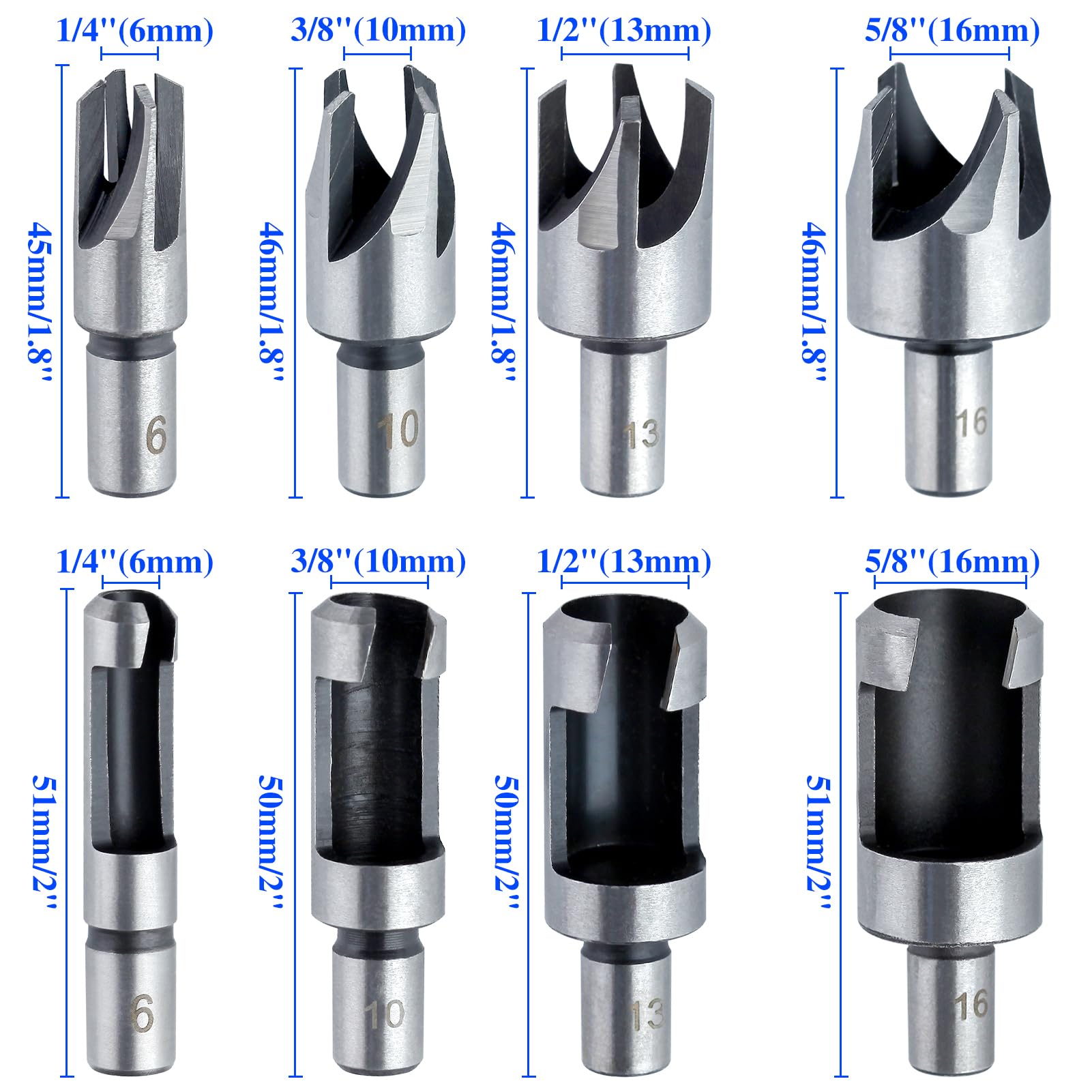 LEONTOOL Lames de Scie forets à bouchon bois 6-16 mm lot 8