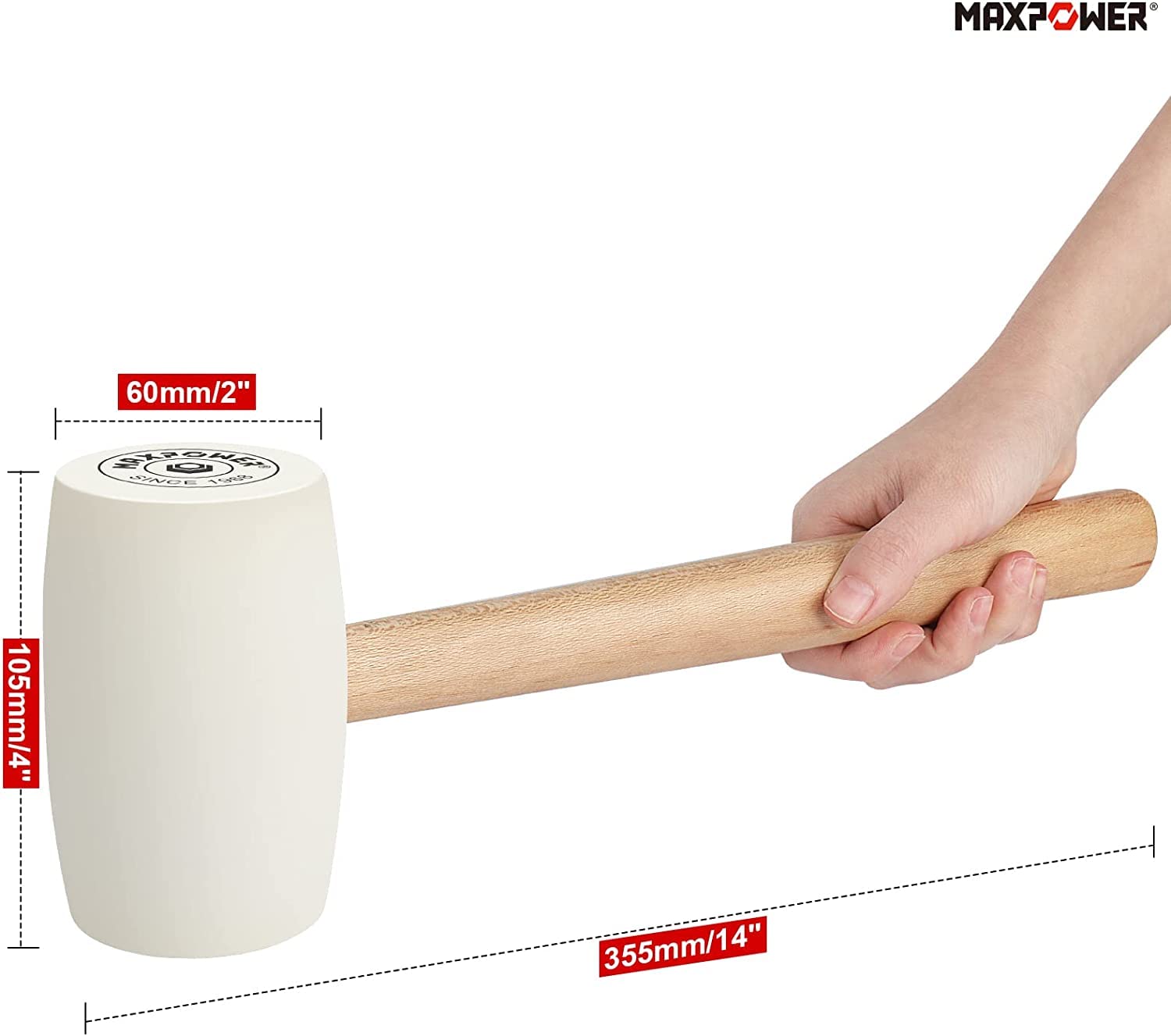 MaxPower Outils de frappe maillet blanc 355 mm 680 g