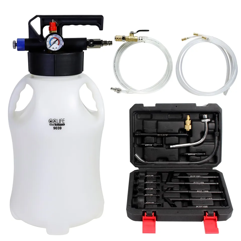CCLIFE Pompe Remplissage Huile Boîte 10L 15 Adaptateurs