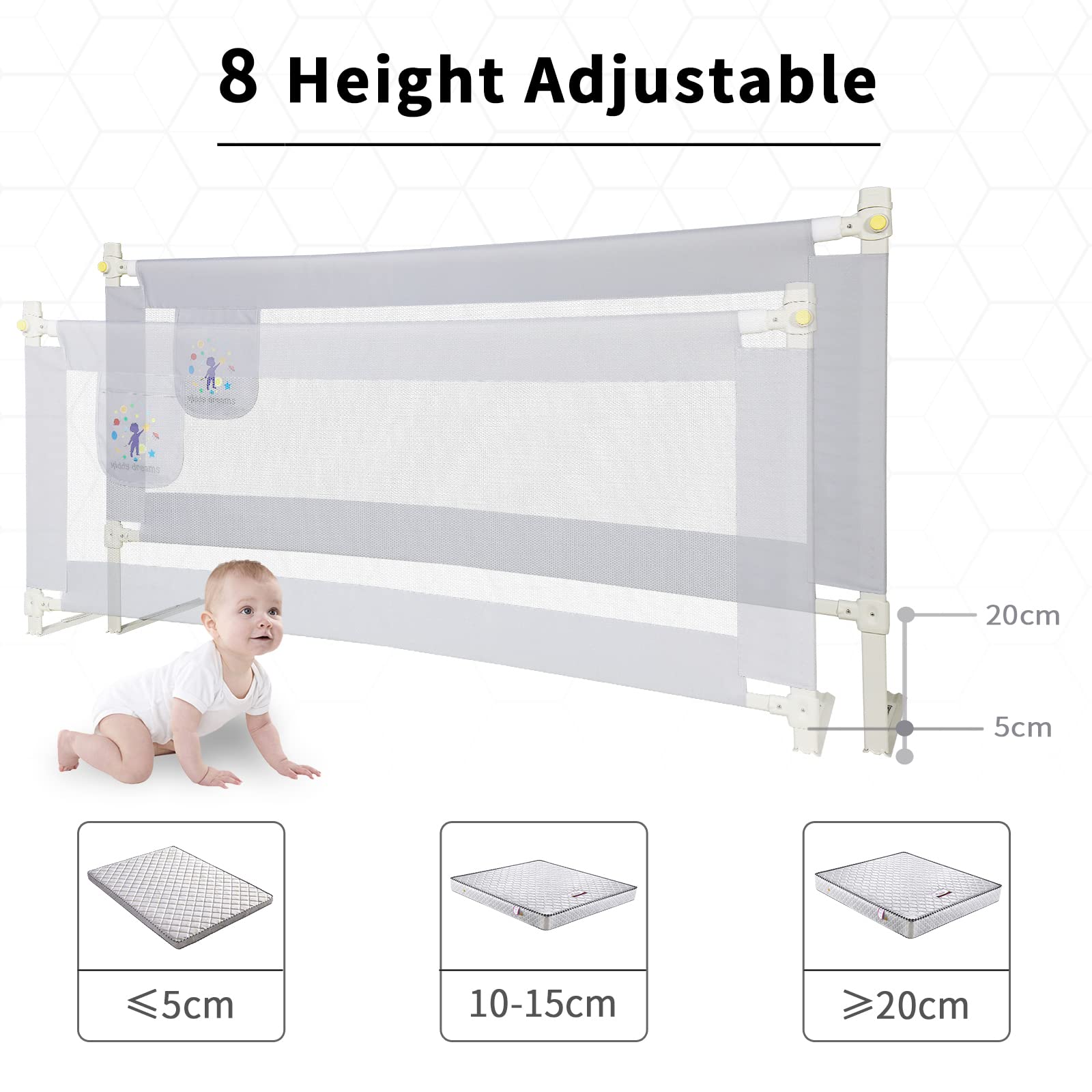 CCLIFE Barrière de lit enfant portable 150 cm maille