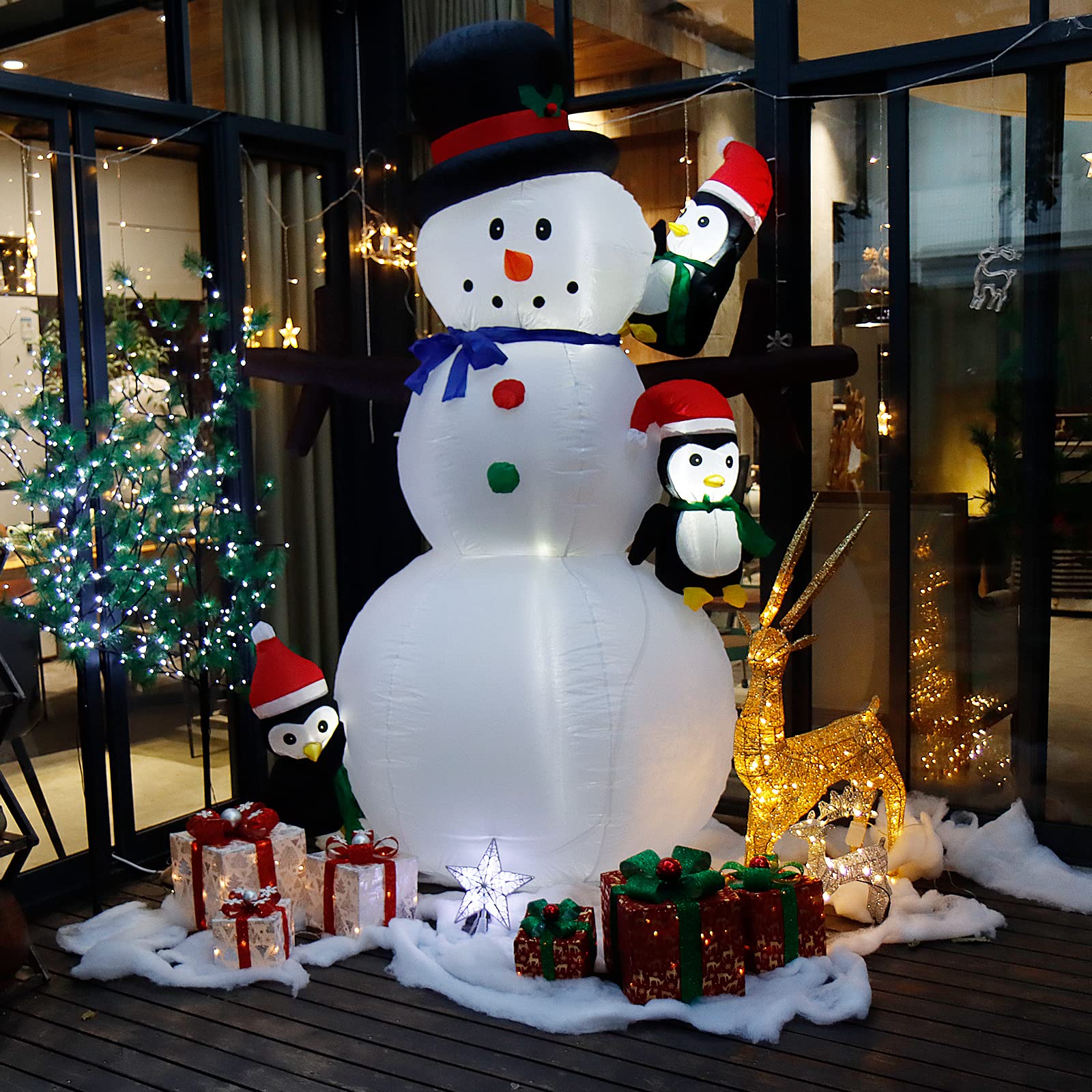 CCLIFE DIY Tools Bonhomme Neige Gonflable 180 cm LED Extérieur