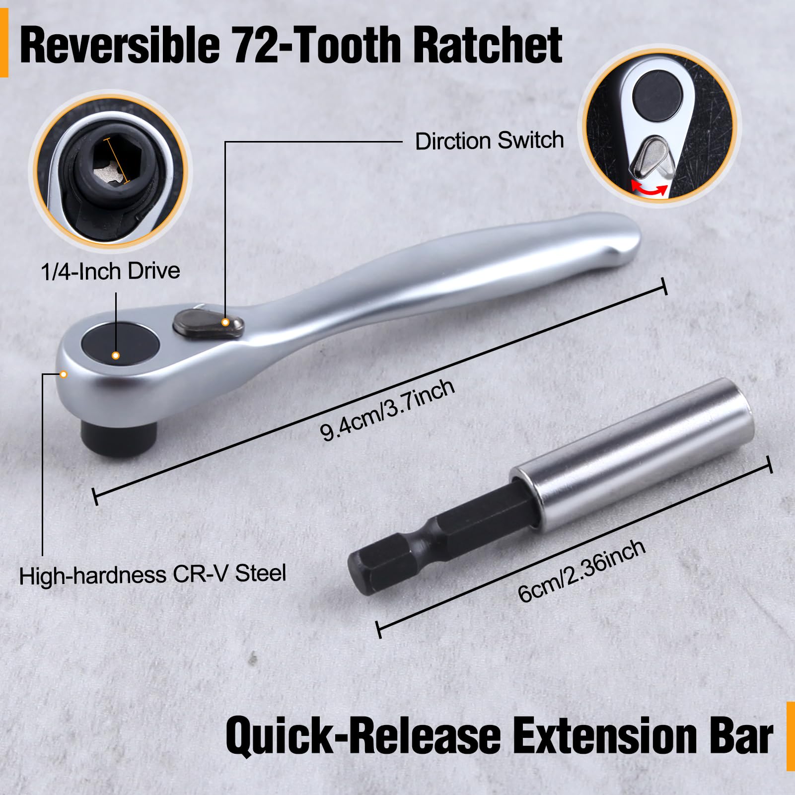 LEONTOOL Tournevis Mini Cliquet 1/4 32 pièces 72 dents