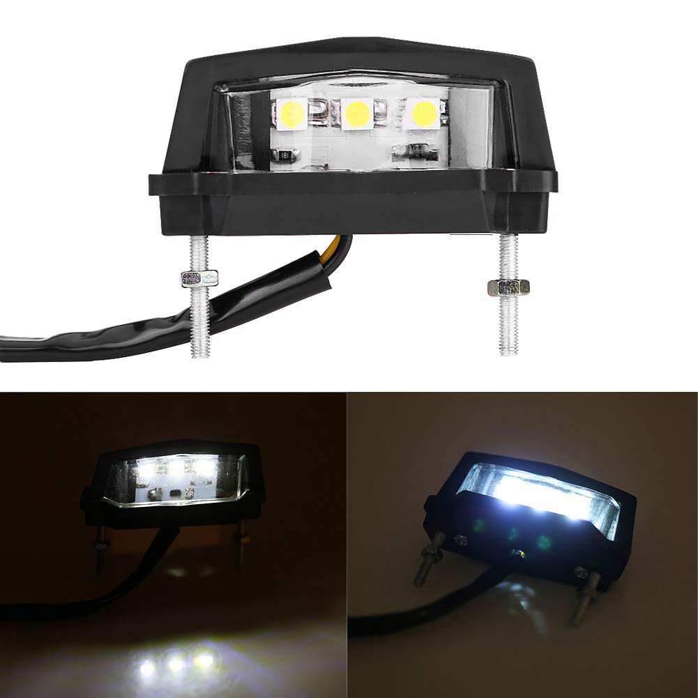 OUKENS Feu Arrière LED Moto 12V Boîtier Noir Lumière Blanche