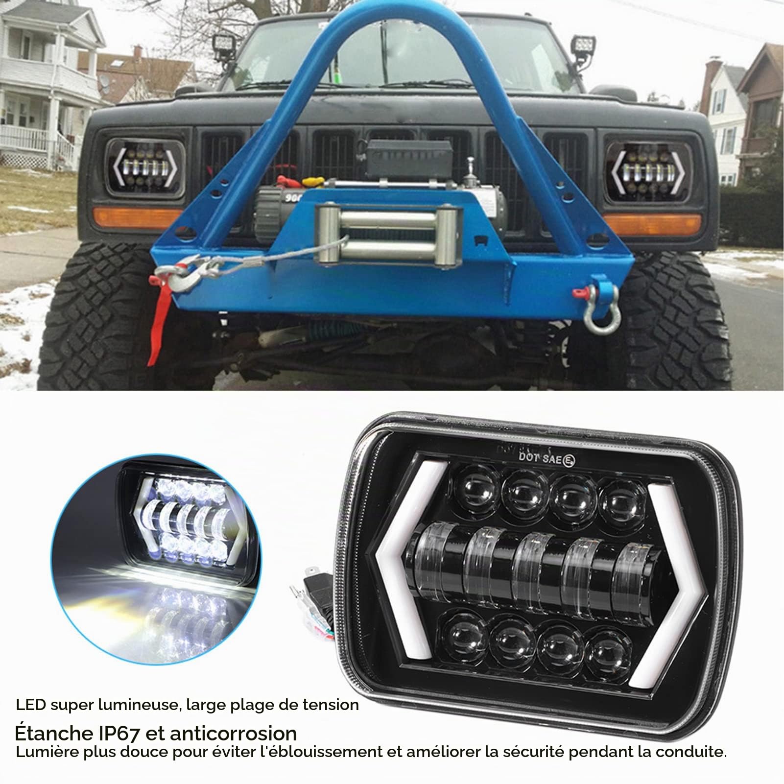 OUKENS Électronique automobile phare LED 5x7 pouces H6054 IP67