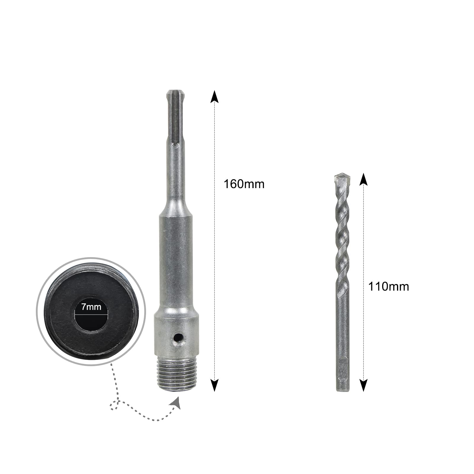 CCLIFE DIY Tools adaptateur SDS Plus 160 mm foret 110 mm béton