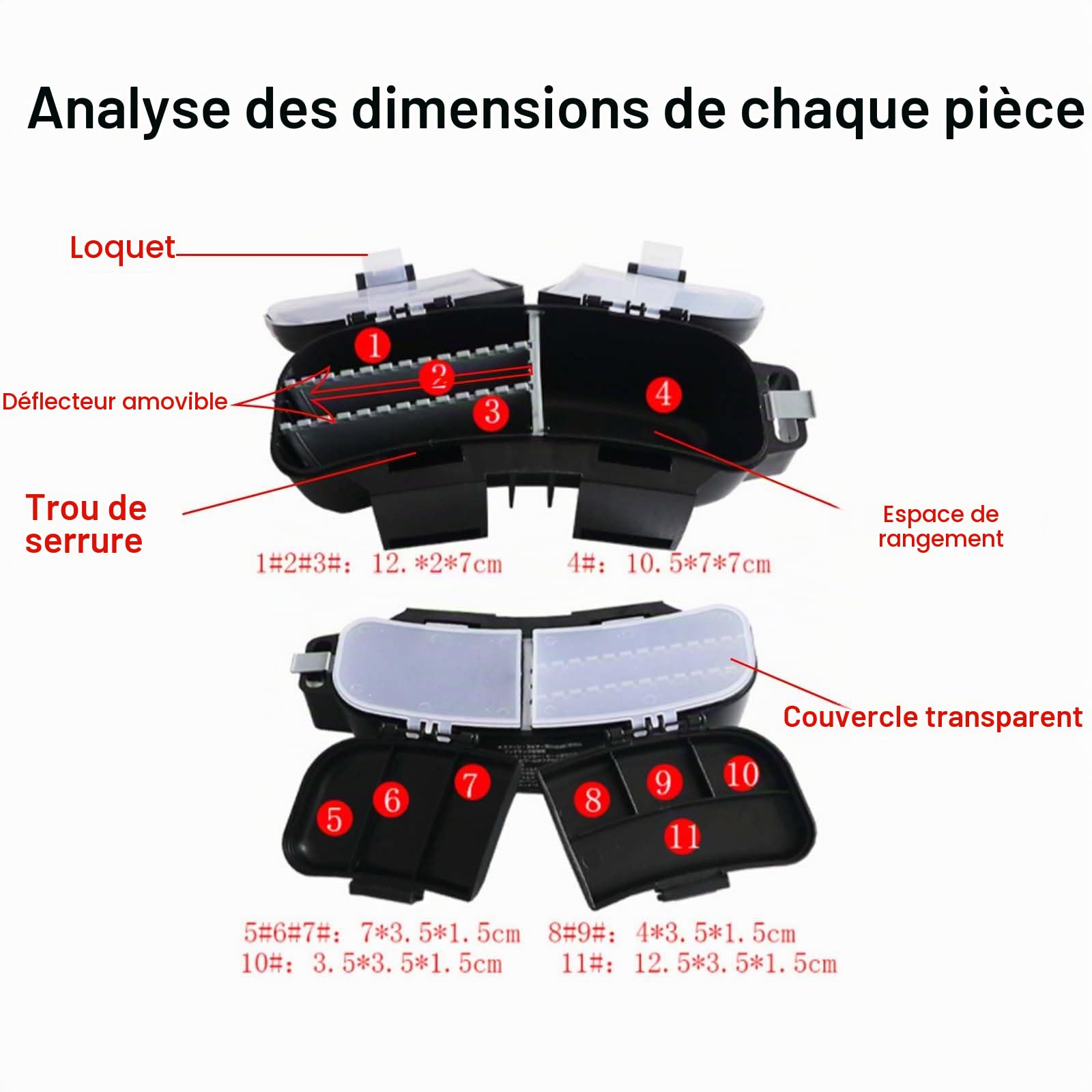 OUKENS boîte pêche sac taille 26x11x9 cm 3 séparateurs ABS