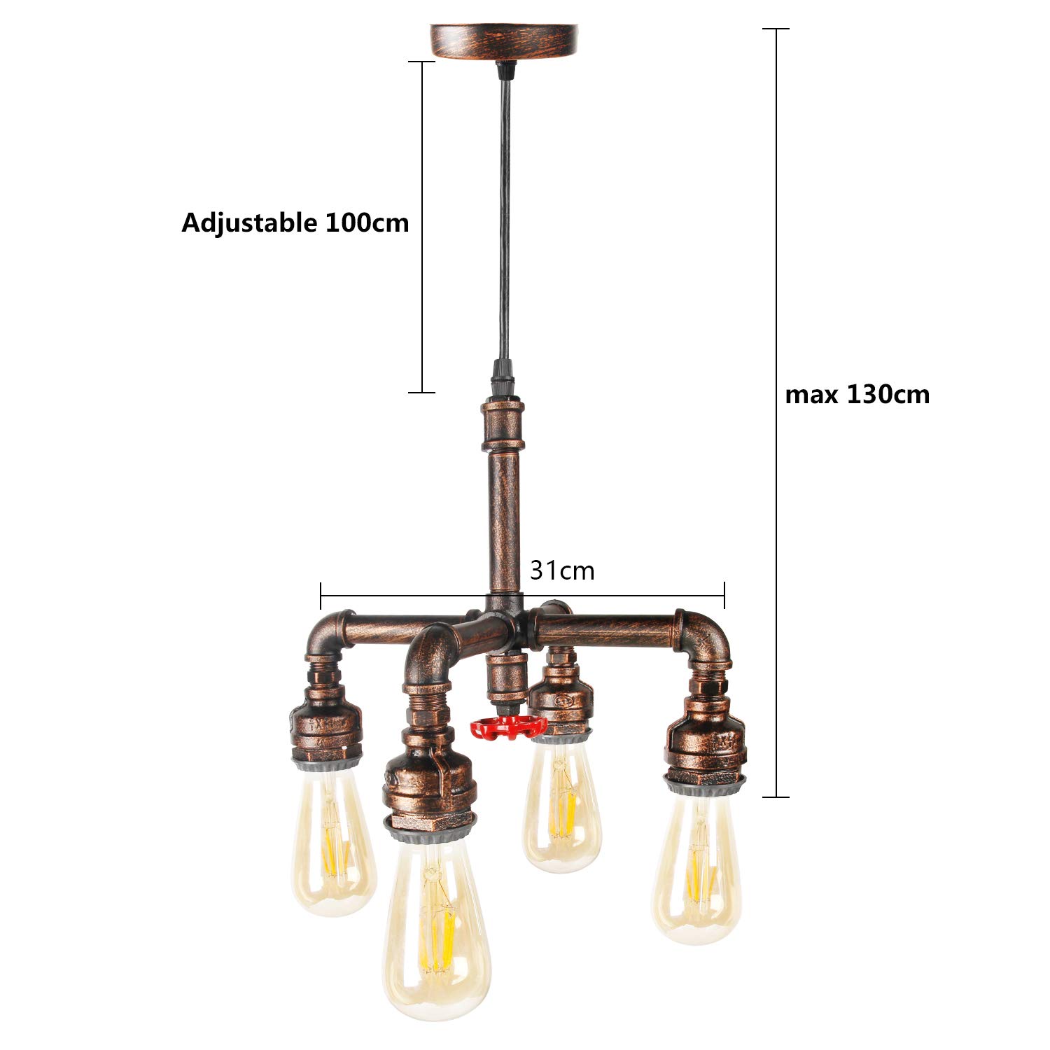 CCLIFE DIY Tools lustre industriel bronze 4x E27 métal