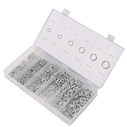 CCLIFE DIY Tools coffret rondelles ressort 1200 pcs 3-10 mm acier