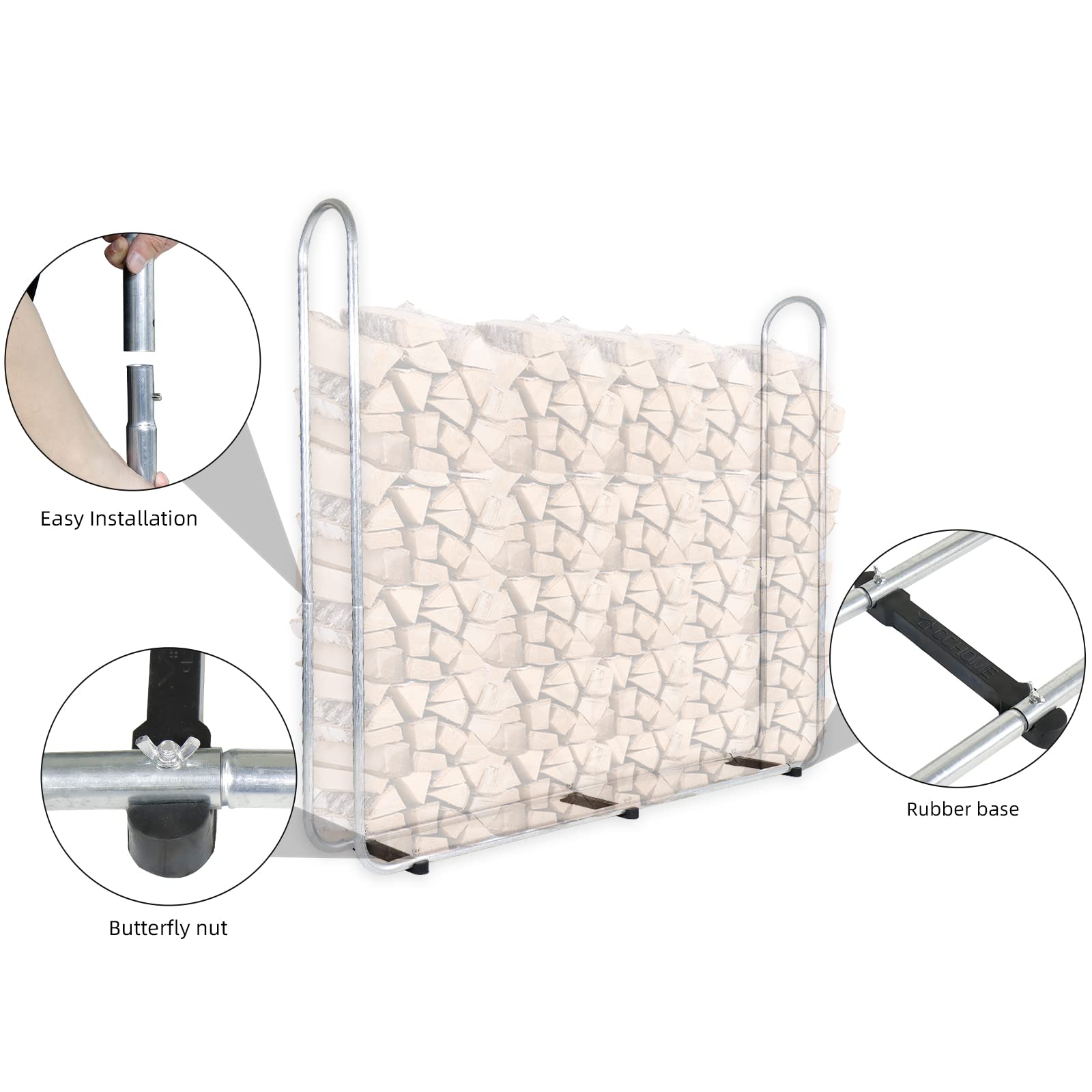CCLife DIY Tools range-bûches métal pour bois 25-40 cm