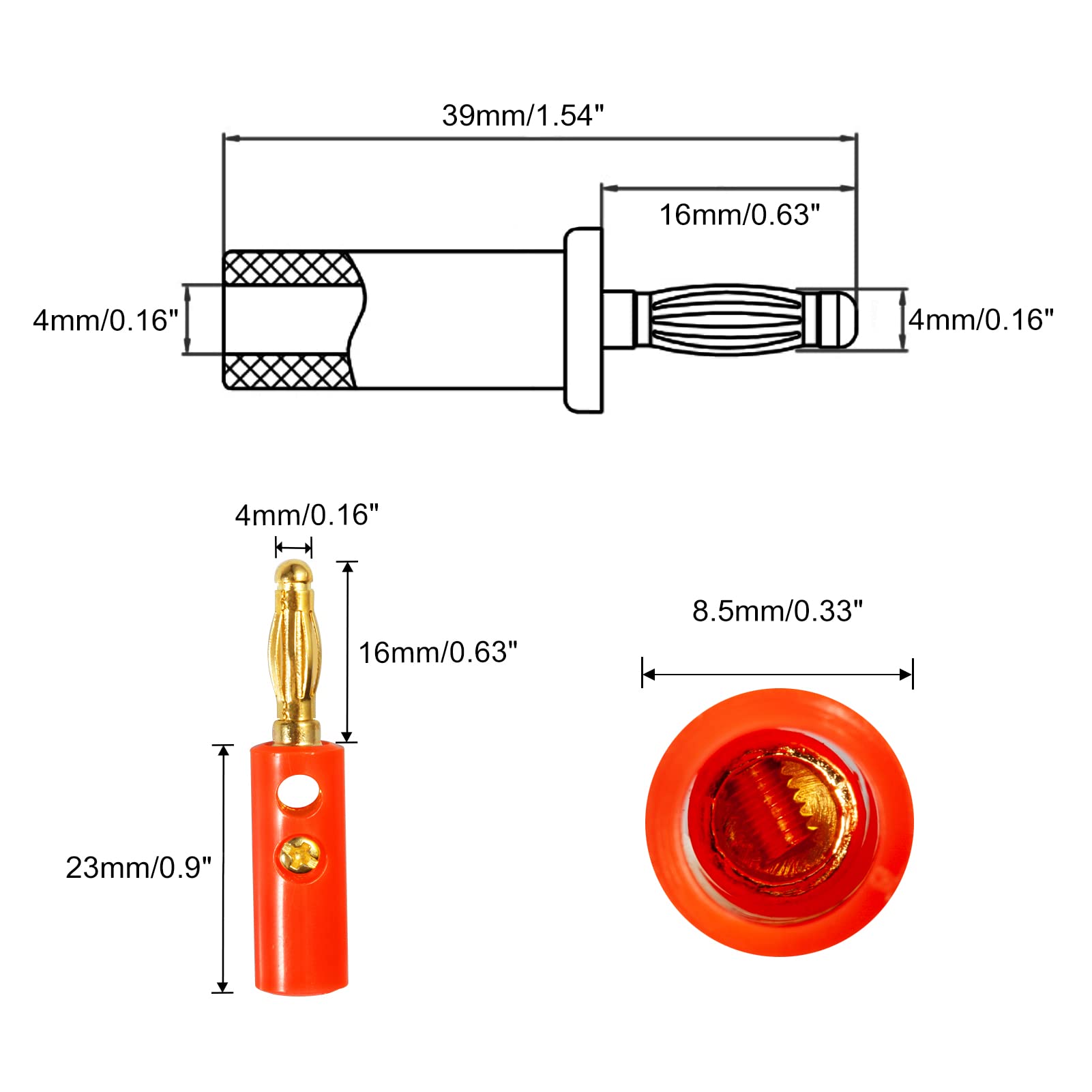 LEONTOOL Vis et Écrous Fiches bananes 4mm lot 20