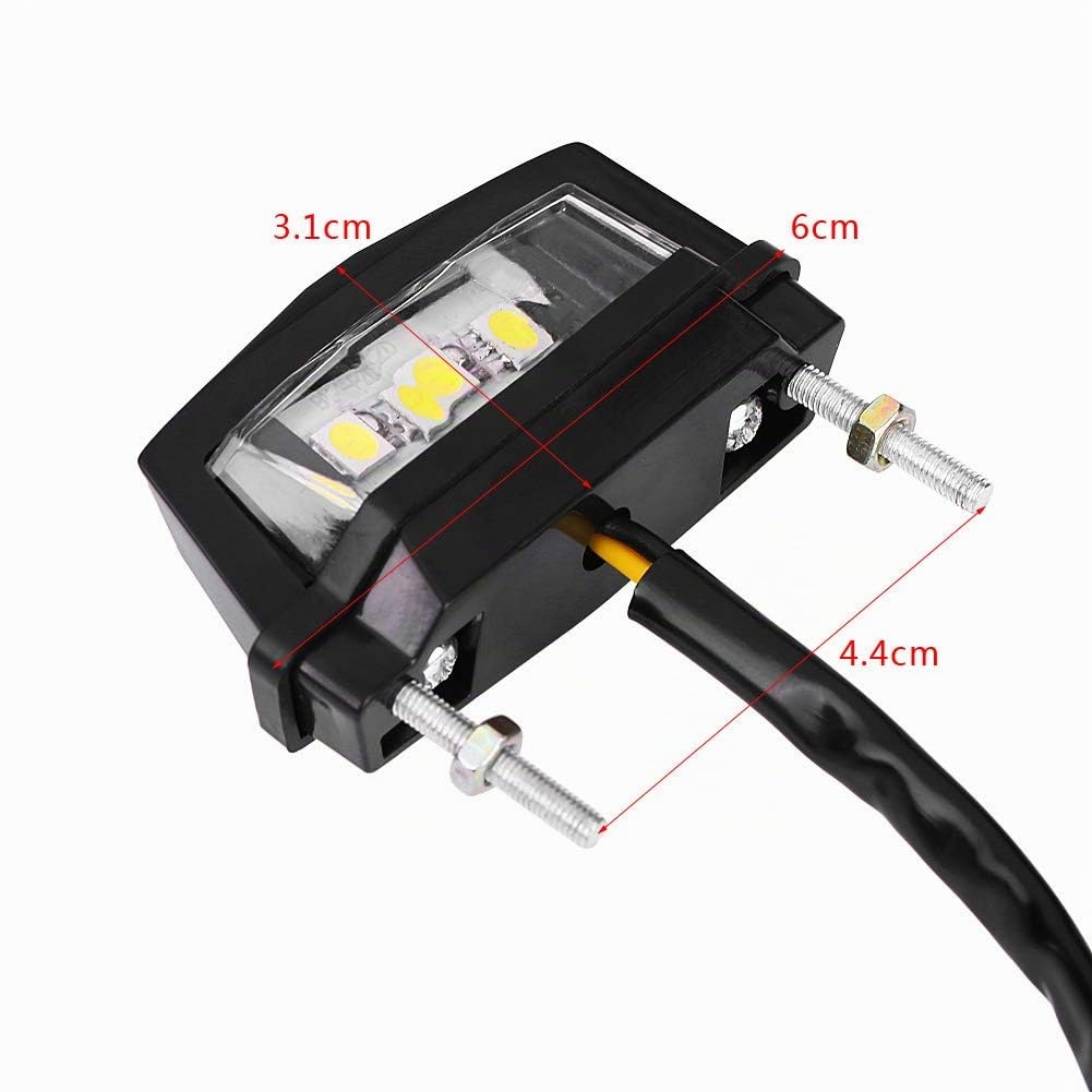 OUKENS Feu Arrière LED Moto 12V Boîtier Noir Lumière Blanche