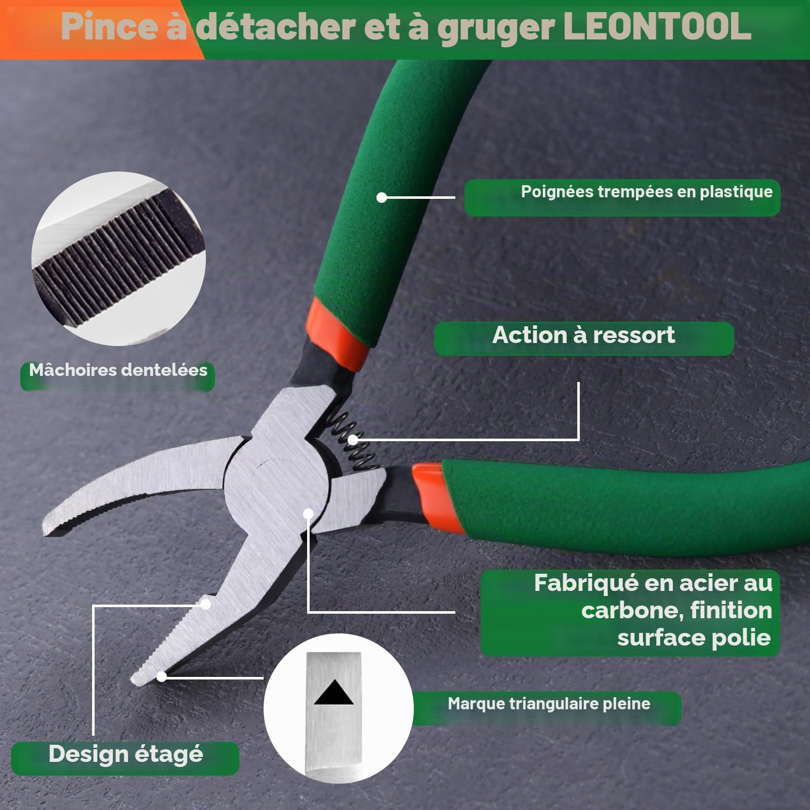 LEONTOOL Lot 2 pinces verre vitrail 20,3 + 15,2 cm