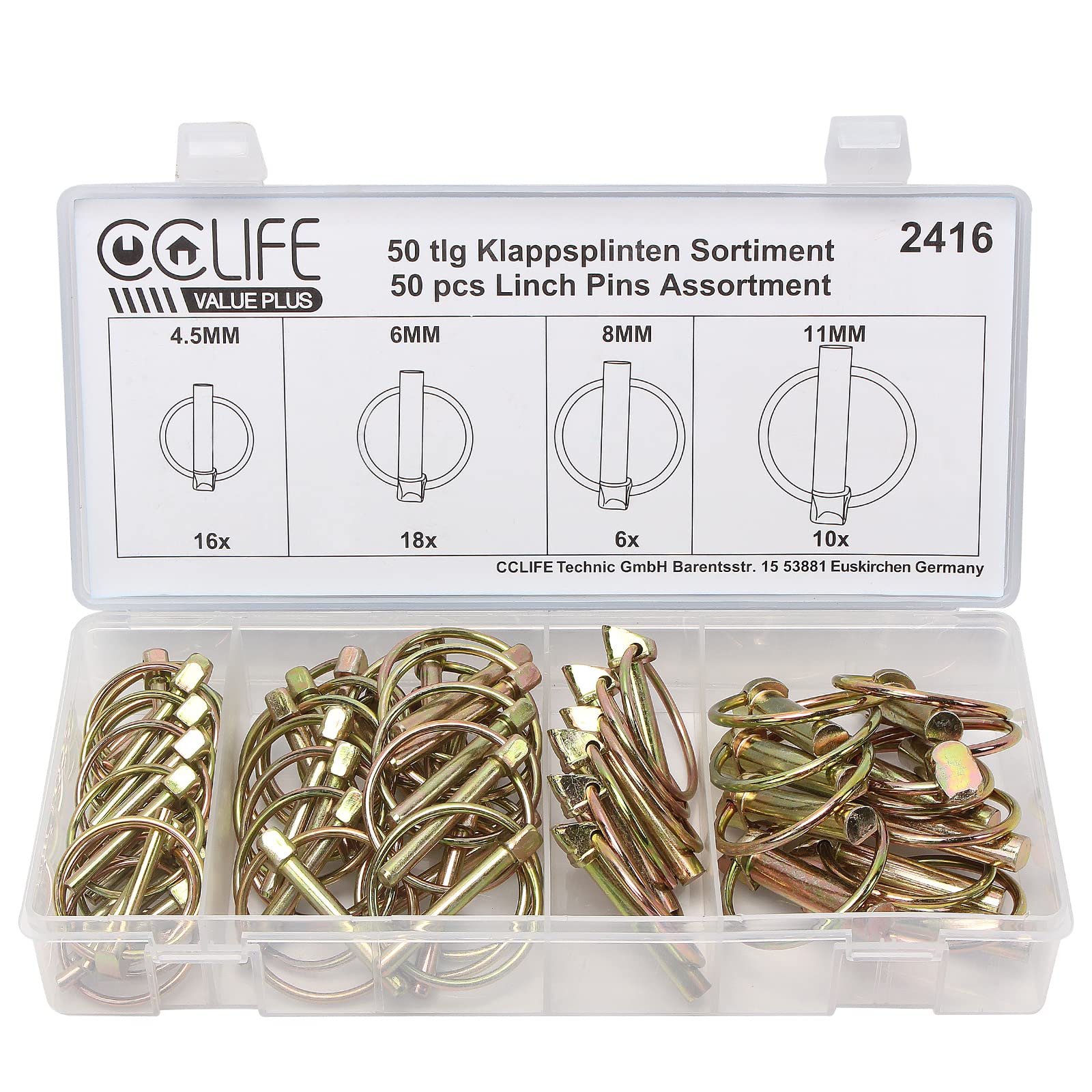 CCLIFE DIY Tools Goupilles Clip 50Pcs 4,5-11mm Galvanisé