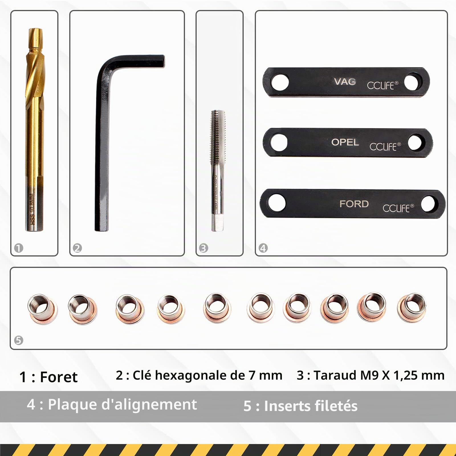 CCLIFE Brake System Tools kit filetage frein M9x1,25 16 pcs