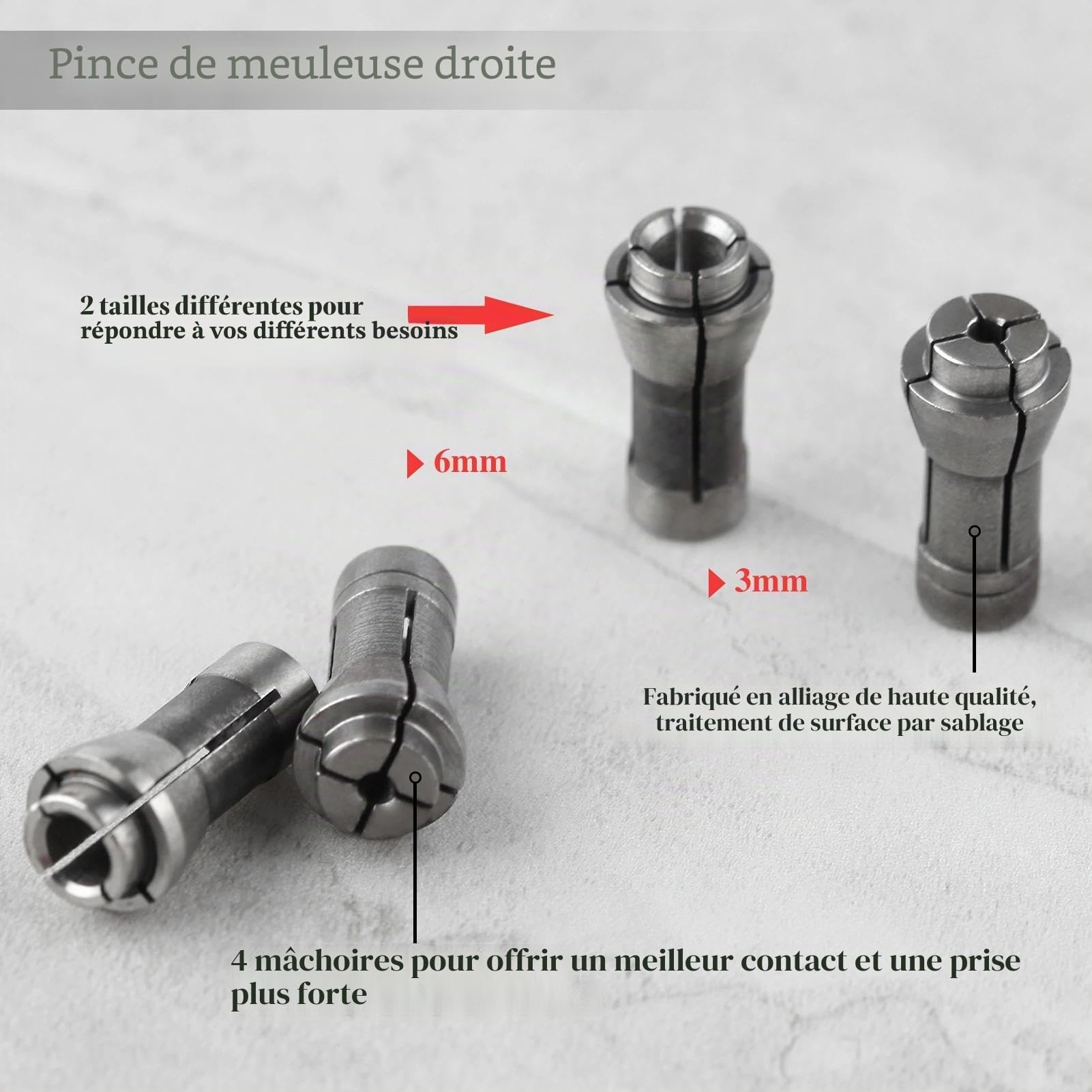 LEONTOOL Adaptateurs serrage 3 mm 6 mm lot de 4