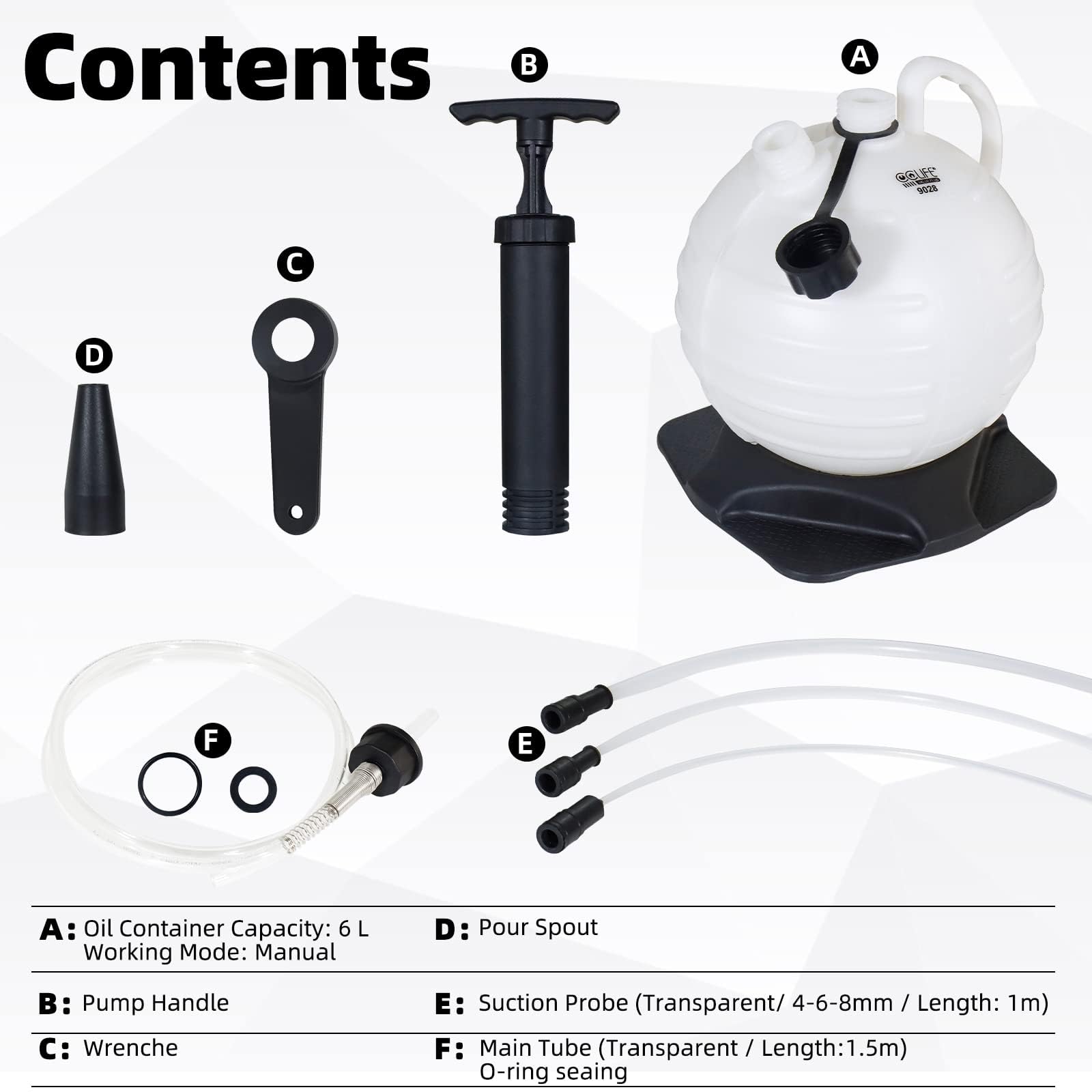 CCLIFE Oil Tools pompe aspiration huile manuelle 6L