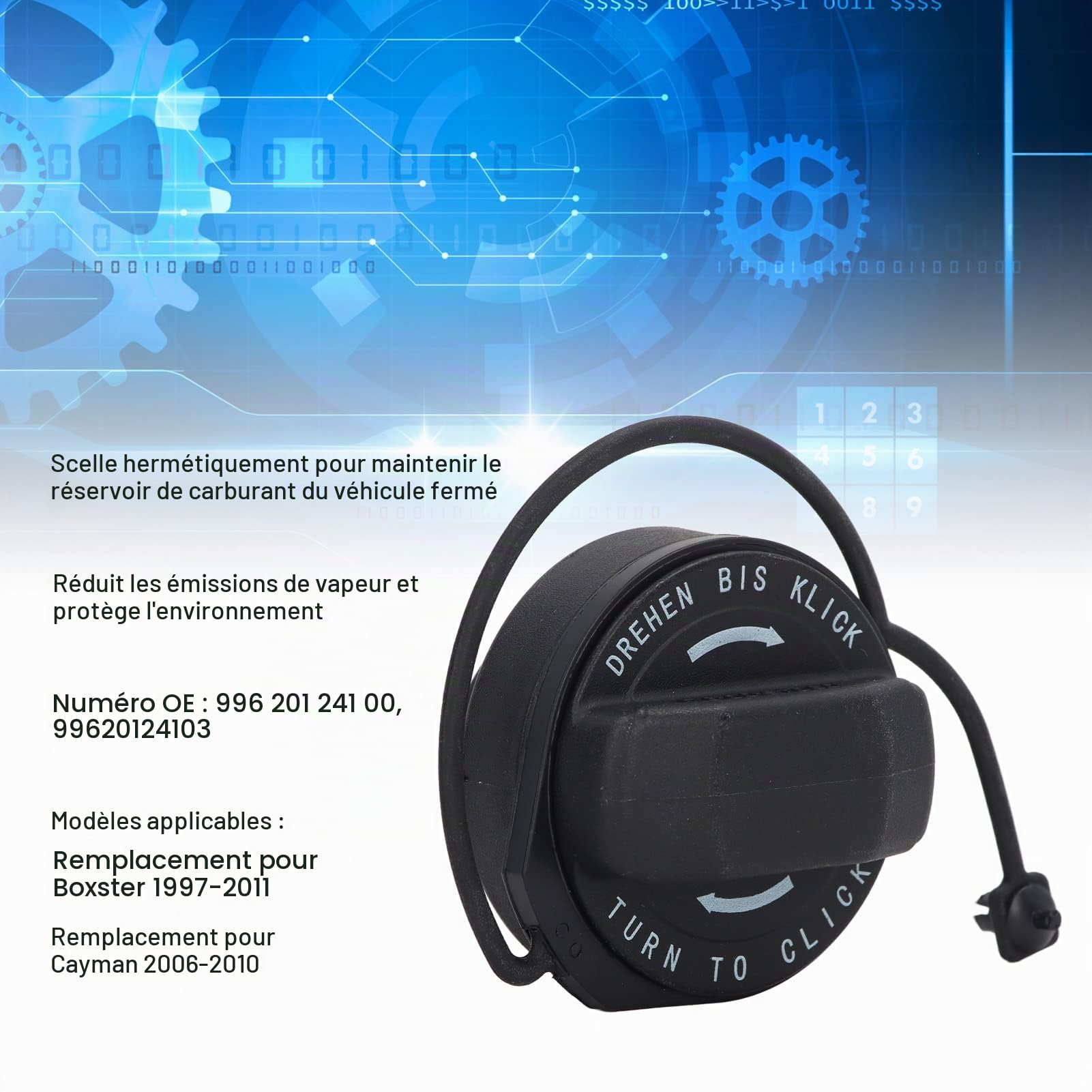 OUKENS 99620124103 bouchon réservoir carburant Boxster Cayman